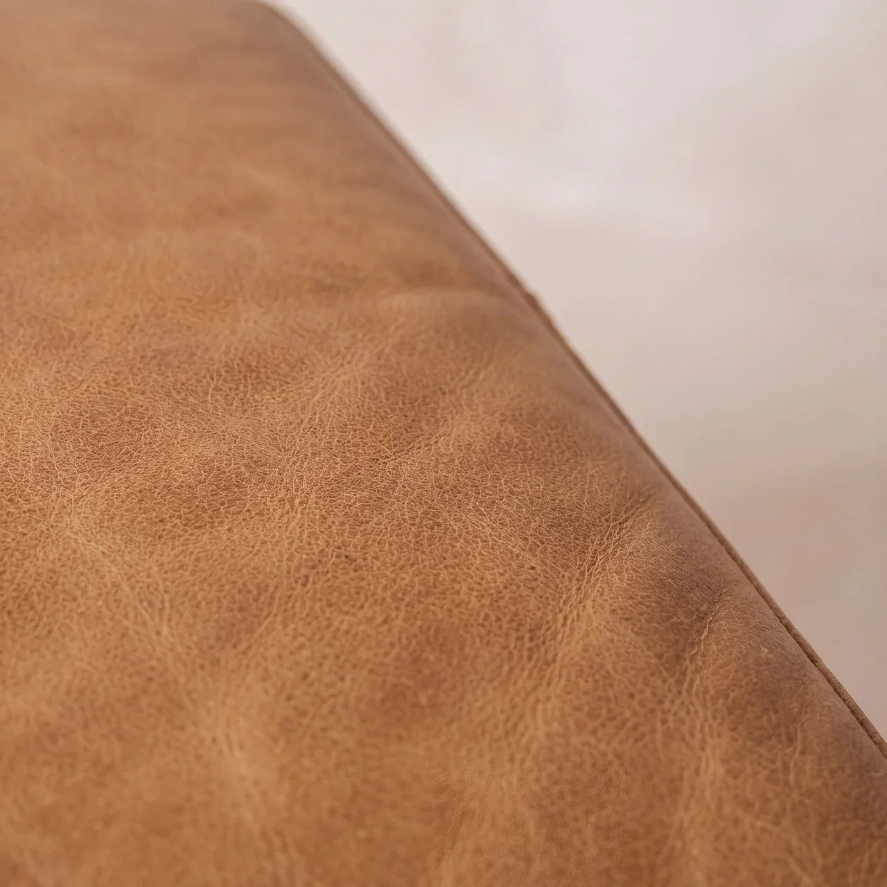 Tan Buffalo Leather Tan Footstool