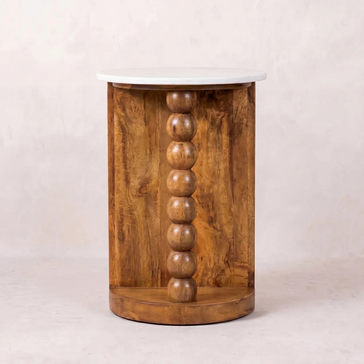 Marble-Top Spindle Side Table