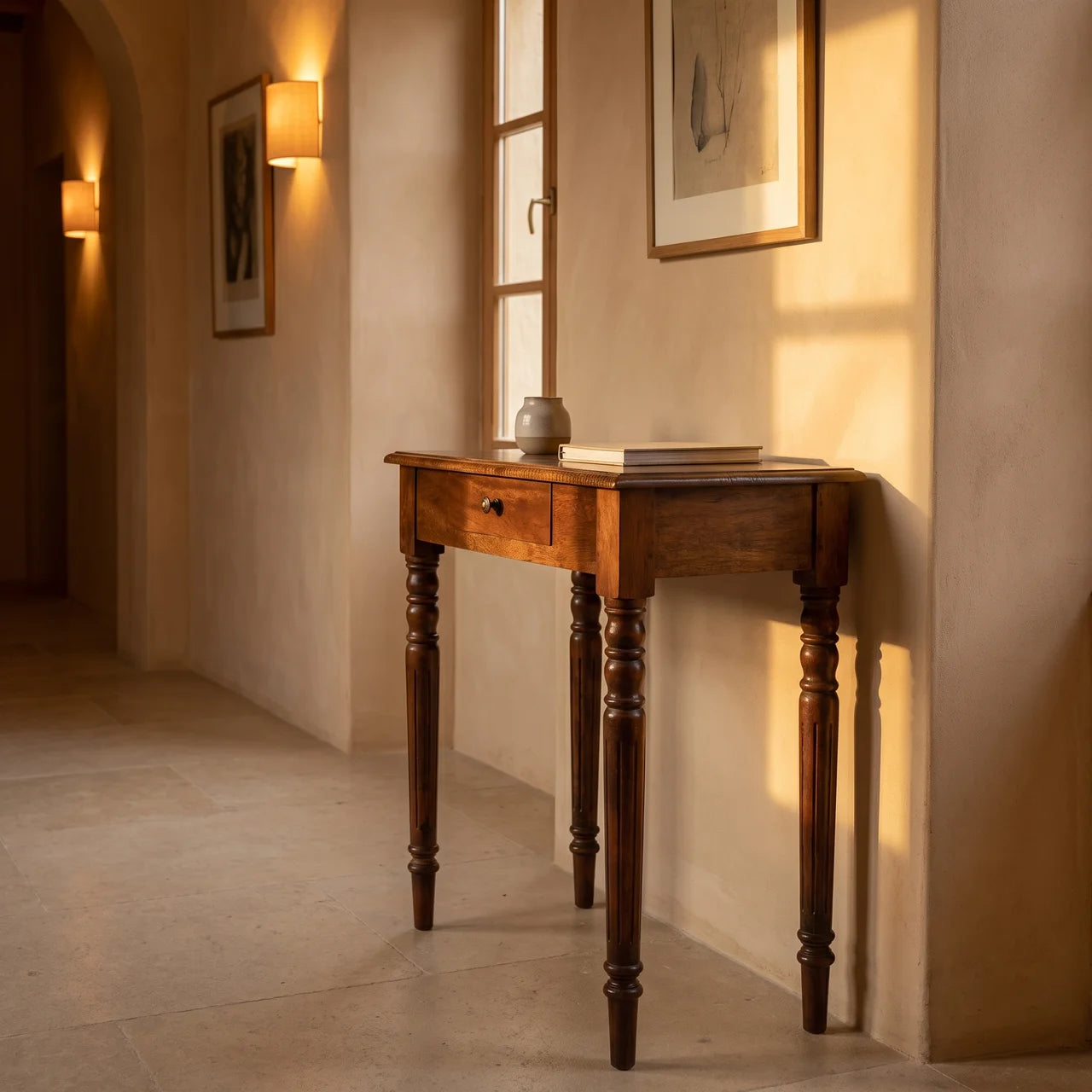 Chestnut Turned Leg Writing Desk