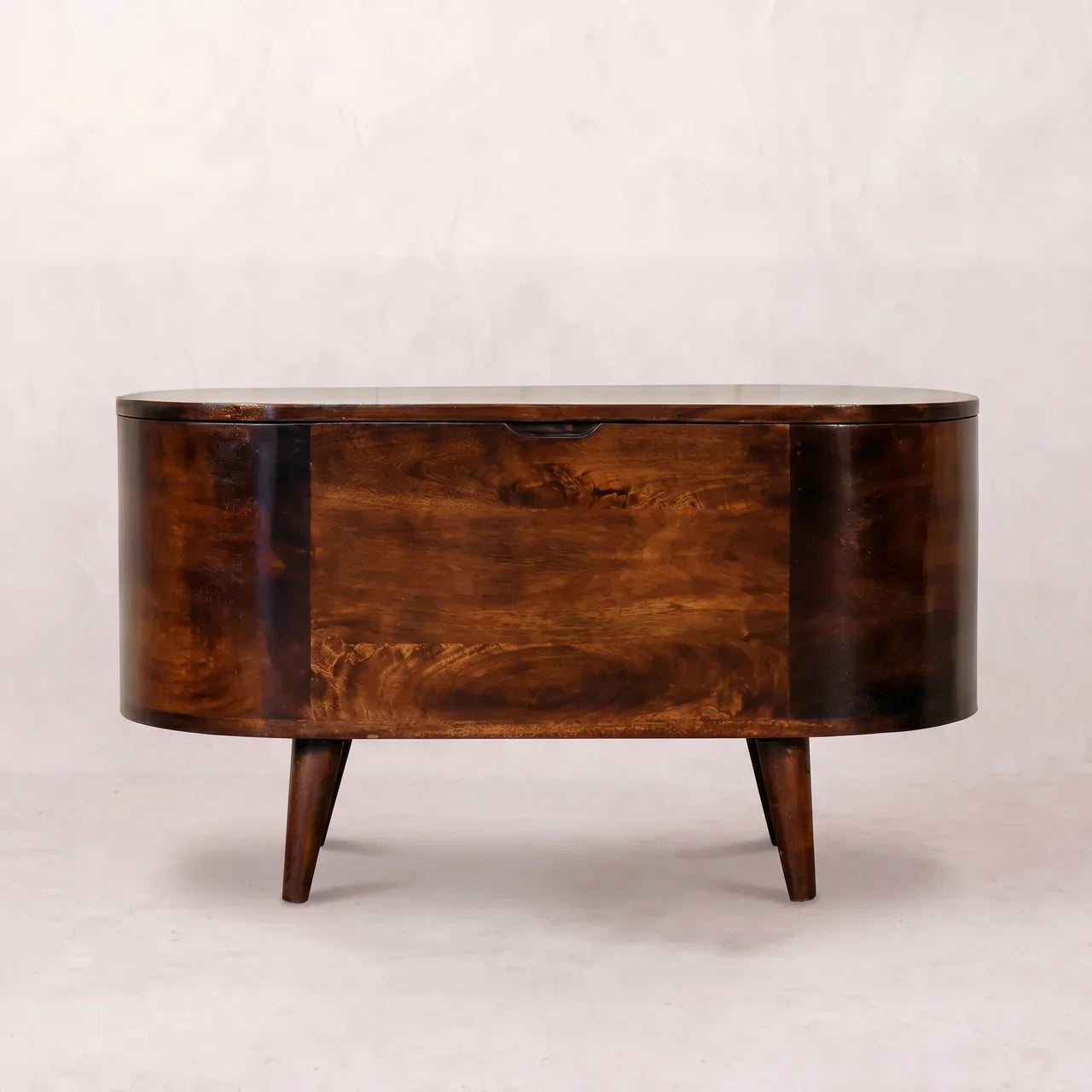Light Walnut Rounded Lid-up Blanket Box