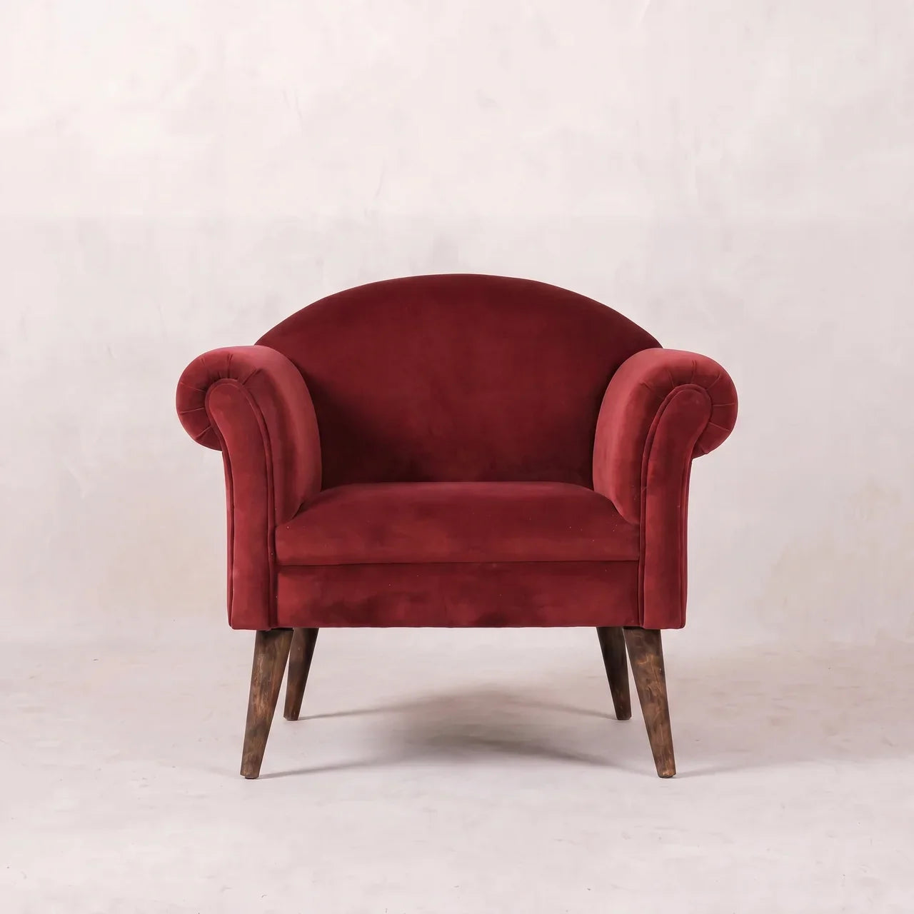 Wine Velvet Nordic Style Armchair