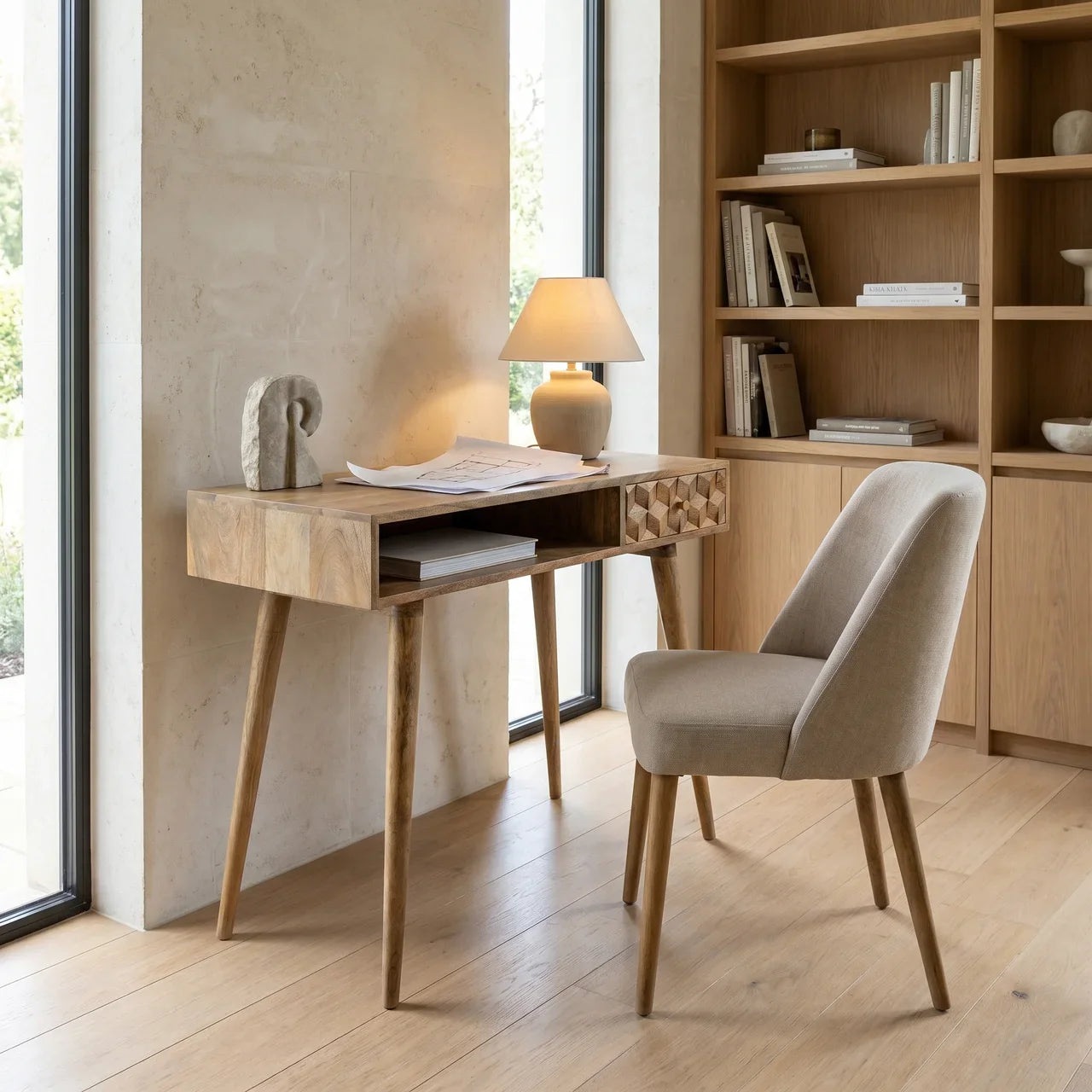 Cube Carved Writing Desk