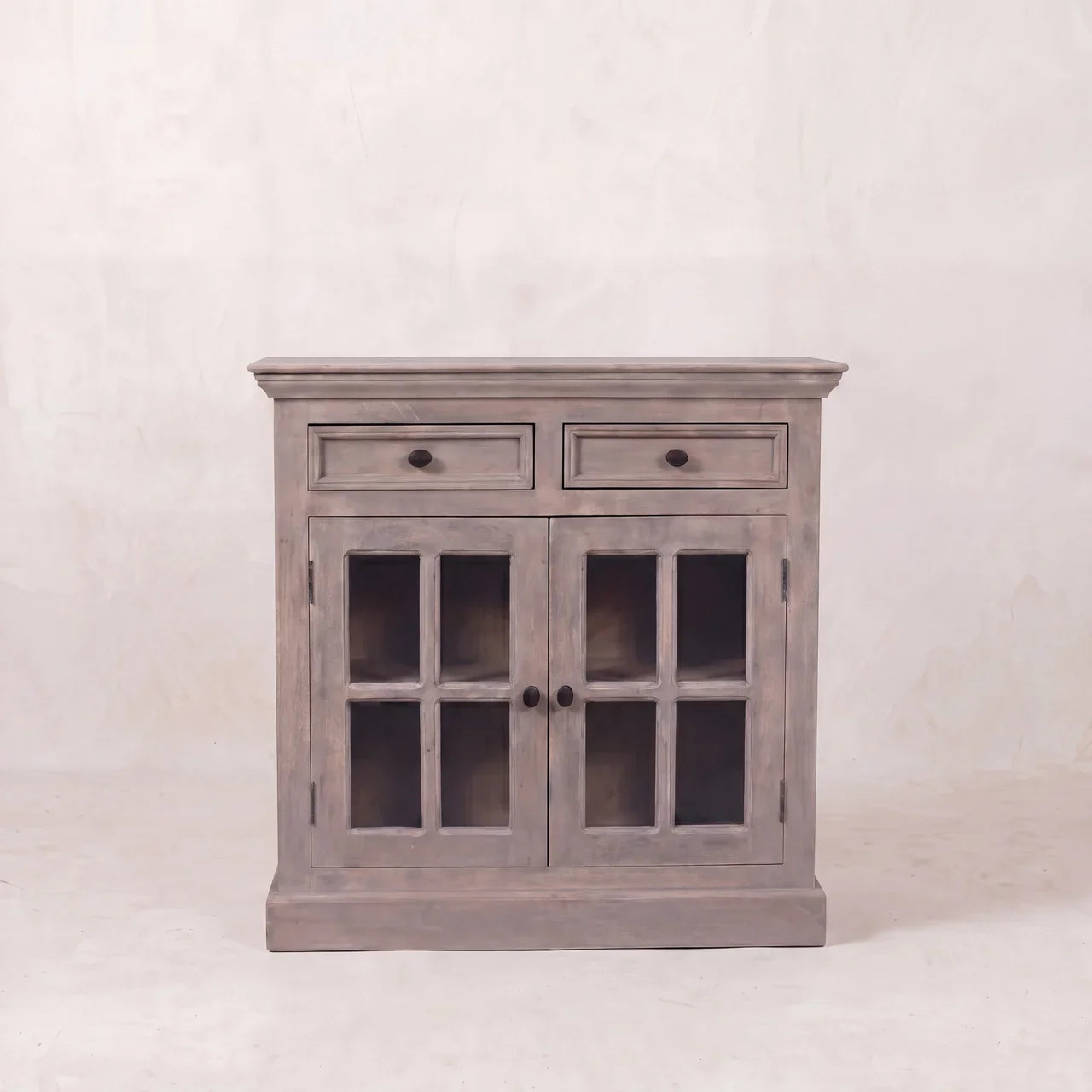 Stone Finish Cabinet with Glazed Doors