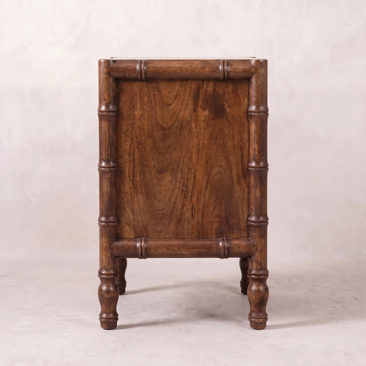 Faux-Bamboo Nightstand - Solid Mango Wood