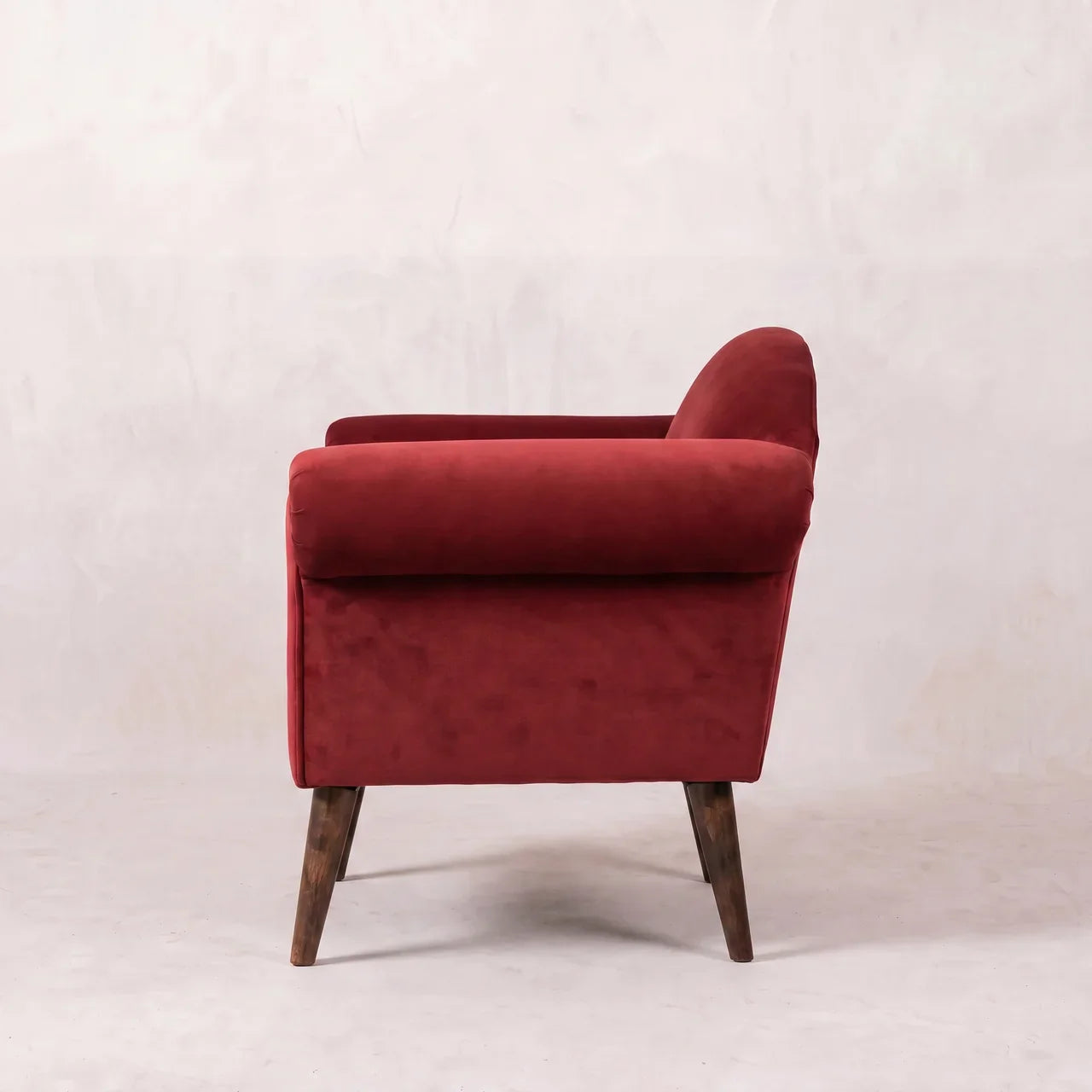 Wine Velvet Nordic Style Armchair