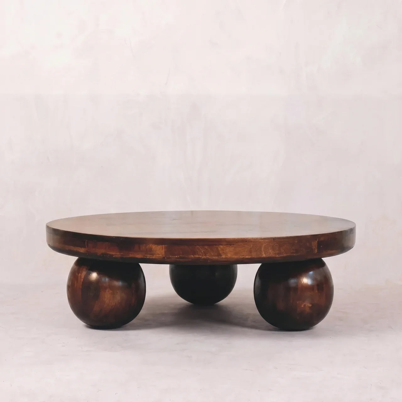California Walnut Central Table with Ball Feet