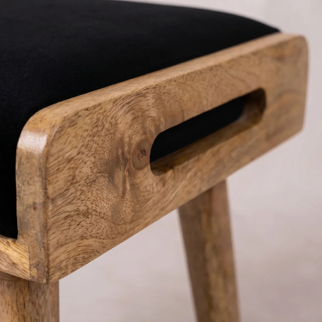 Black Velvet Tray Style Footstool