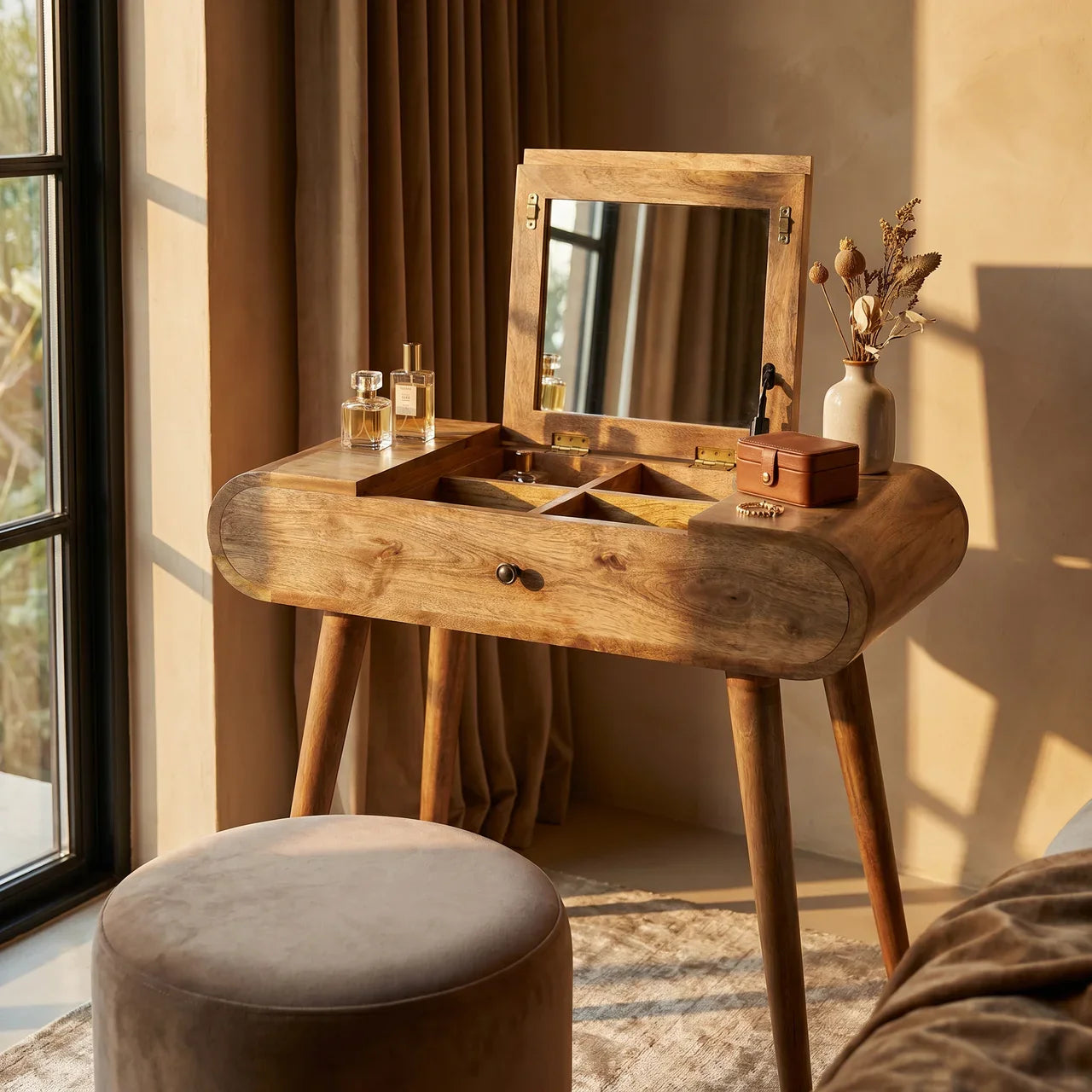 Mini Oak-ish Round Dressing Table