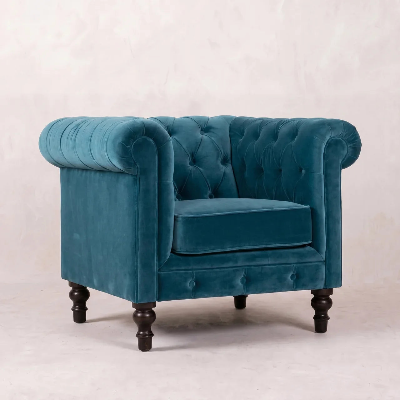 Teal Velvet Chesterfield Armchair