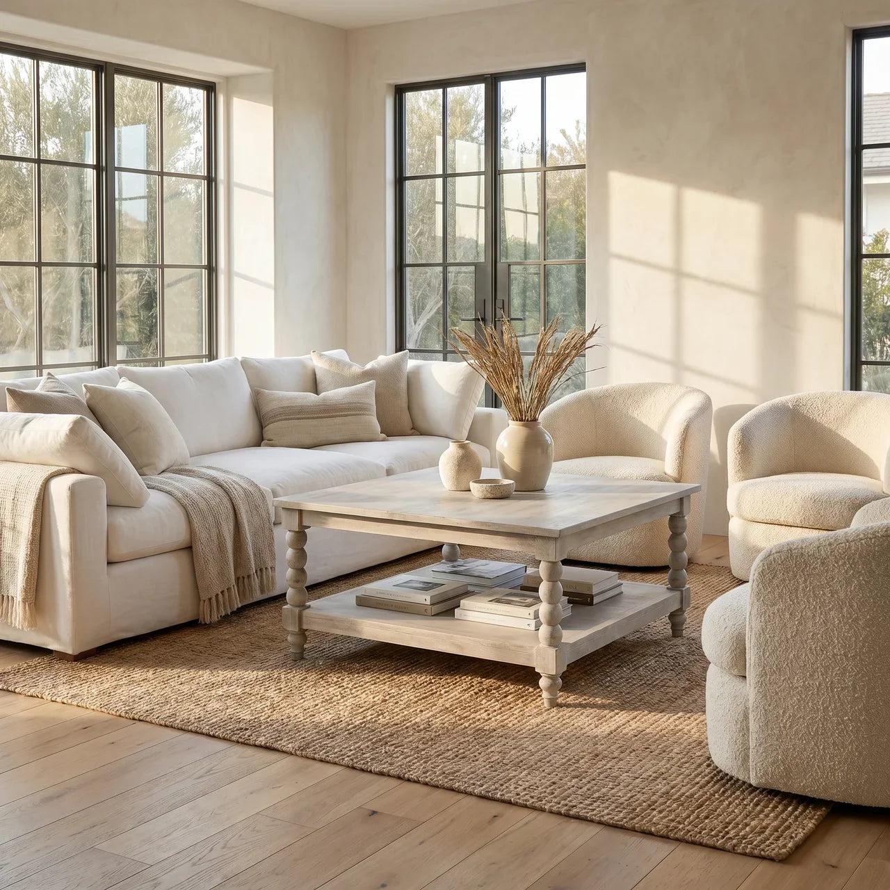 Spindle Acid Wash Coffee Table