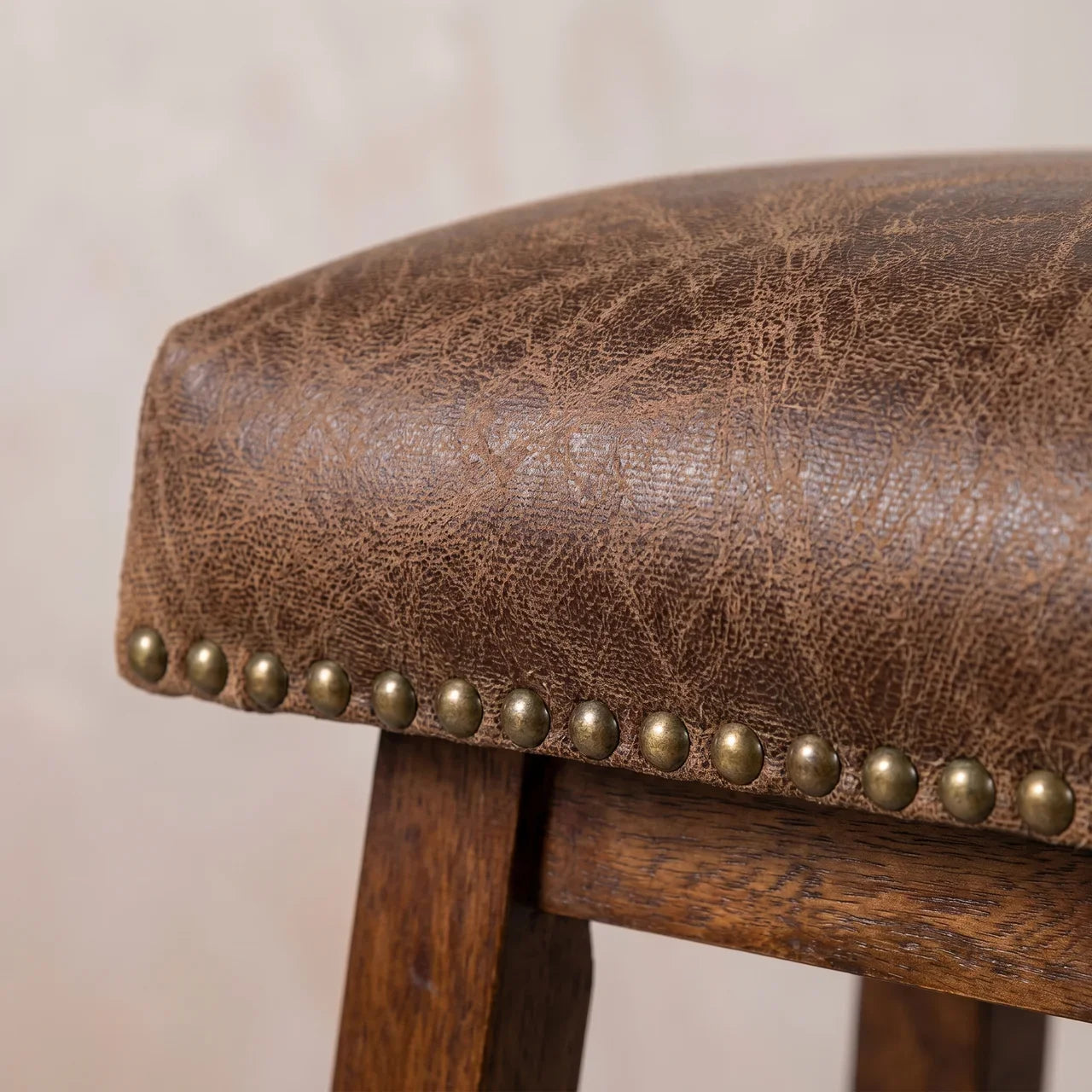 Buffalo Brass Leather Bar Stool