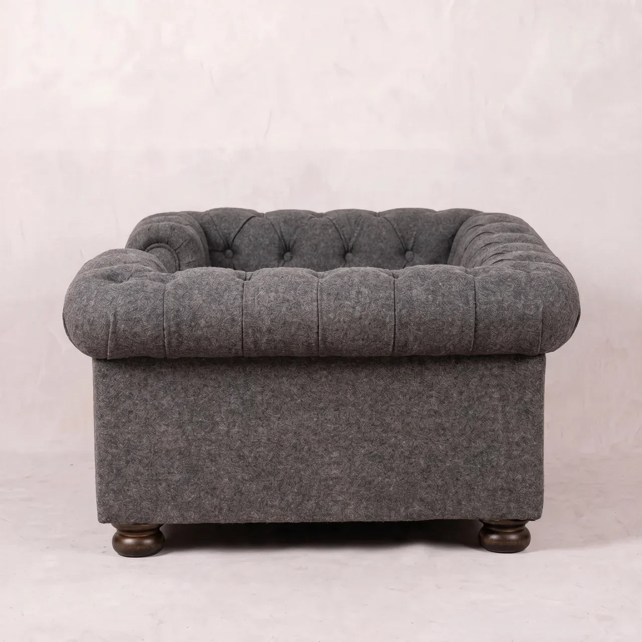 Battleship Tweed Button Pet Bed