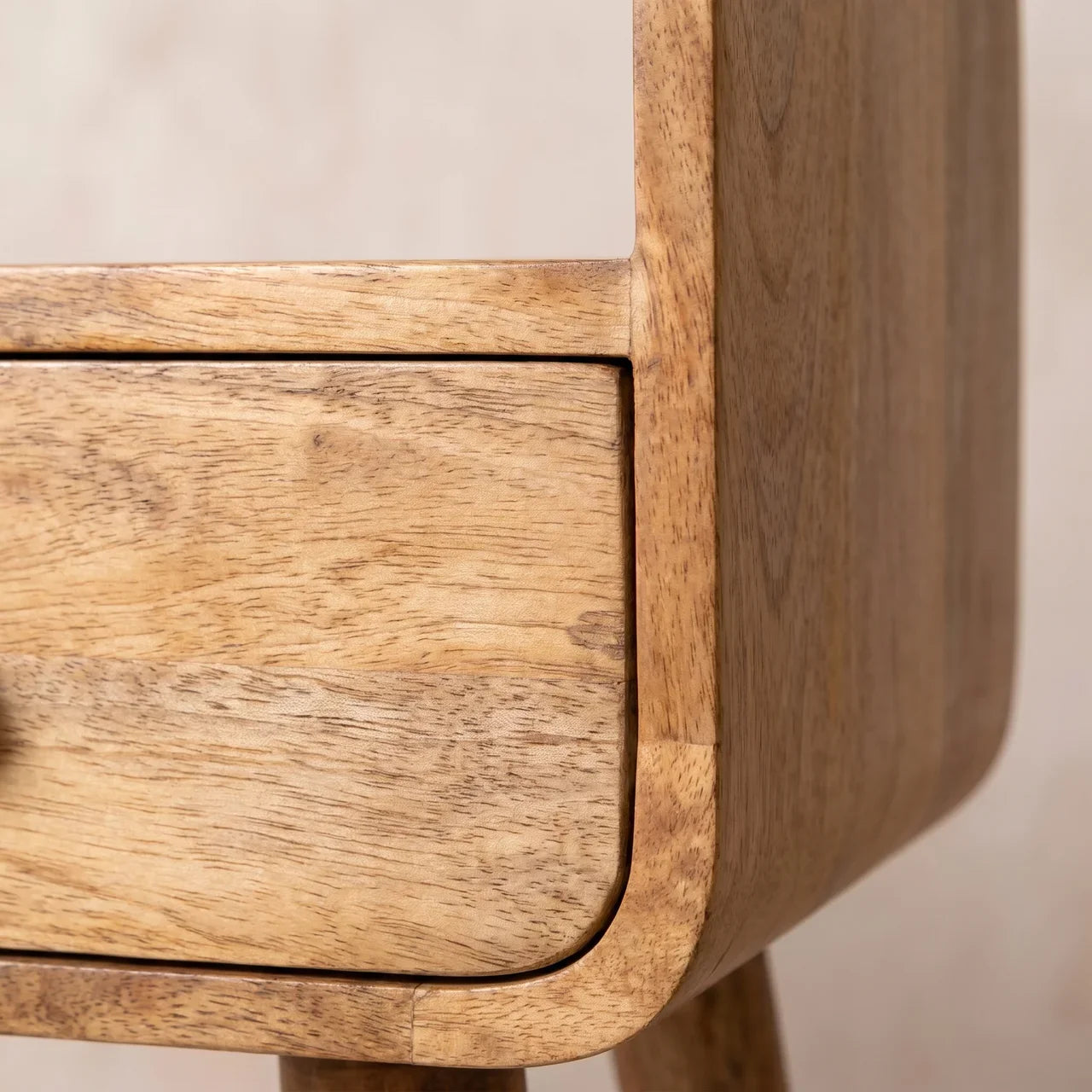 Mini Curved Oak-ish Console Table