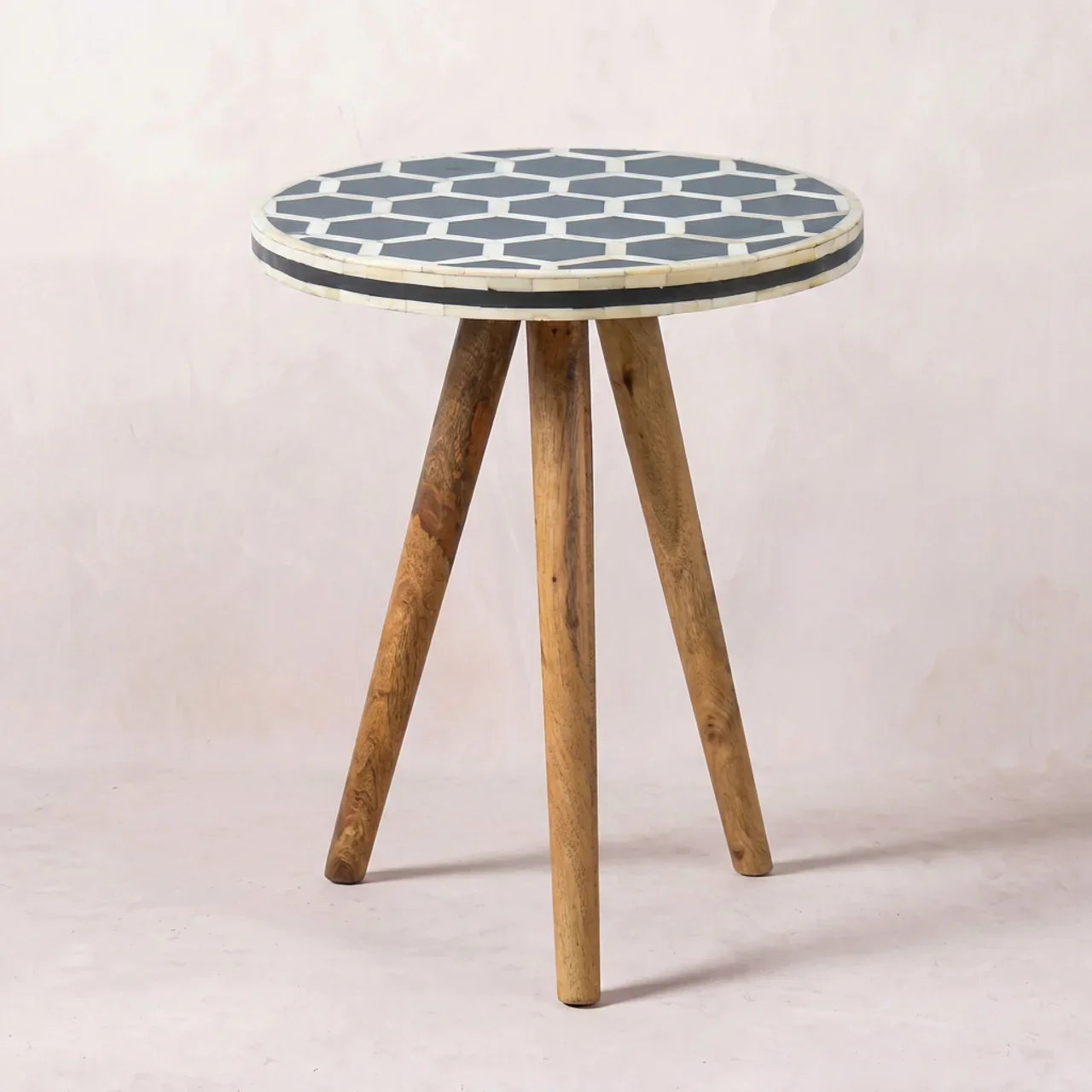 Bone Inlay Tripod Stool