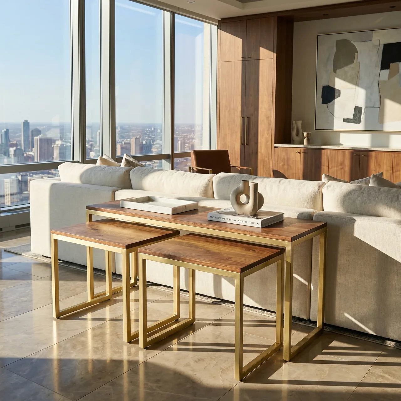 Chunky Gold Table Set of 3