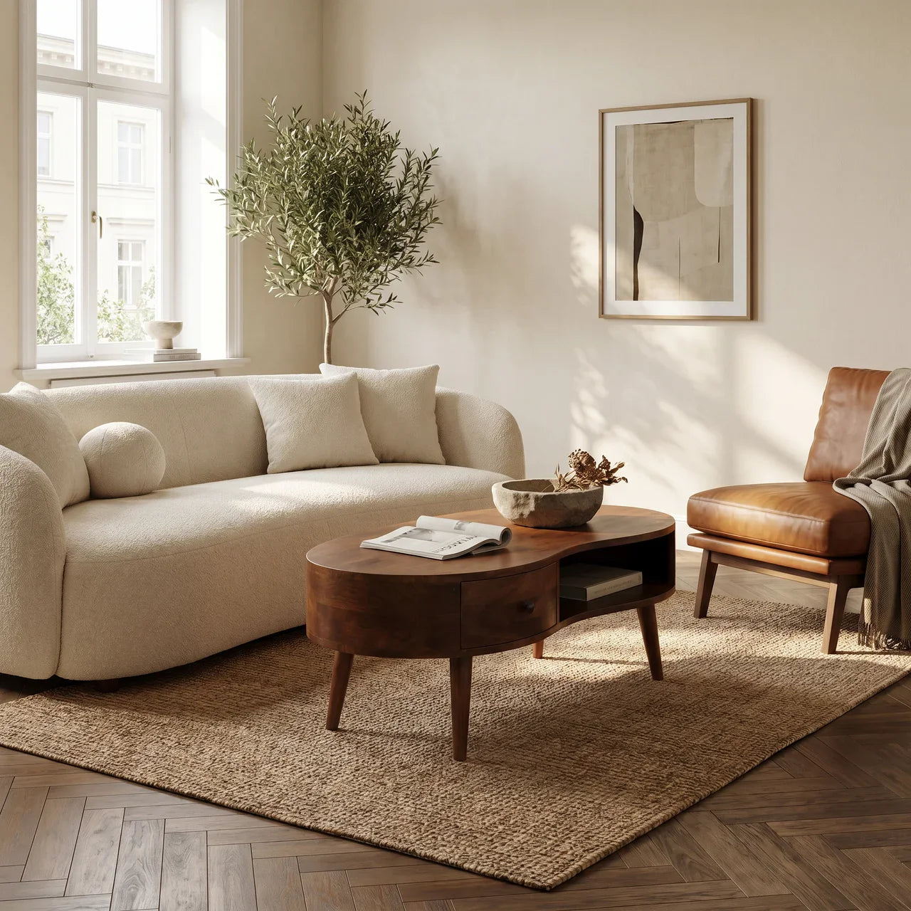 Large Chestnut Wave Coffee Table
