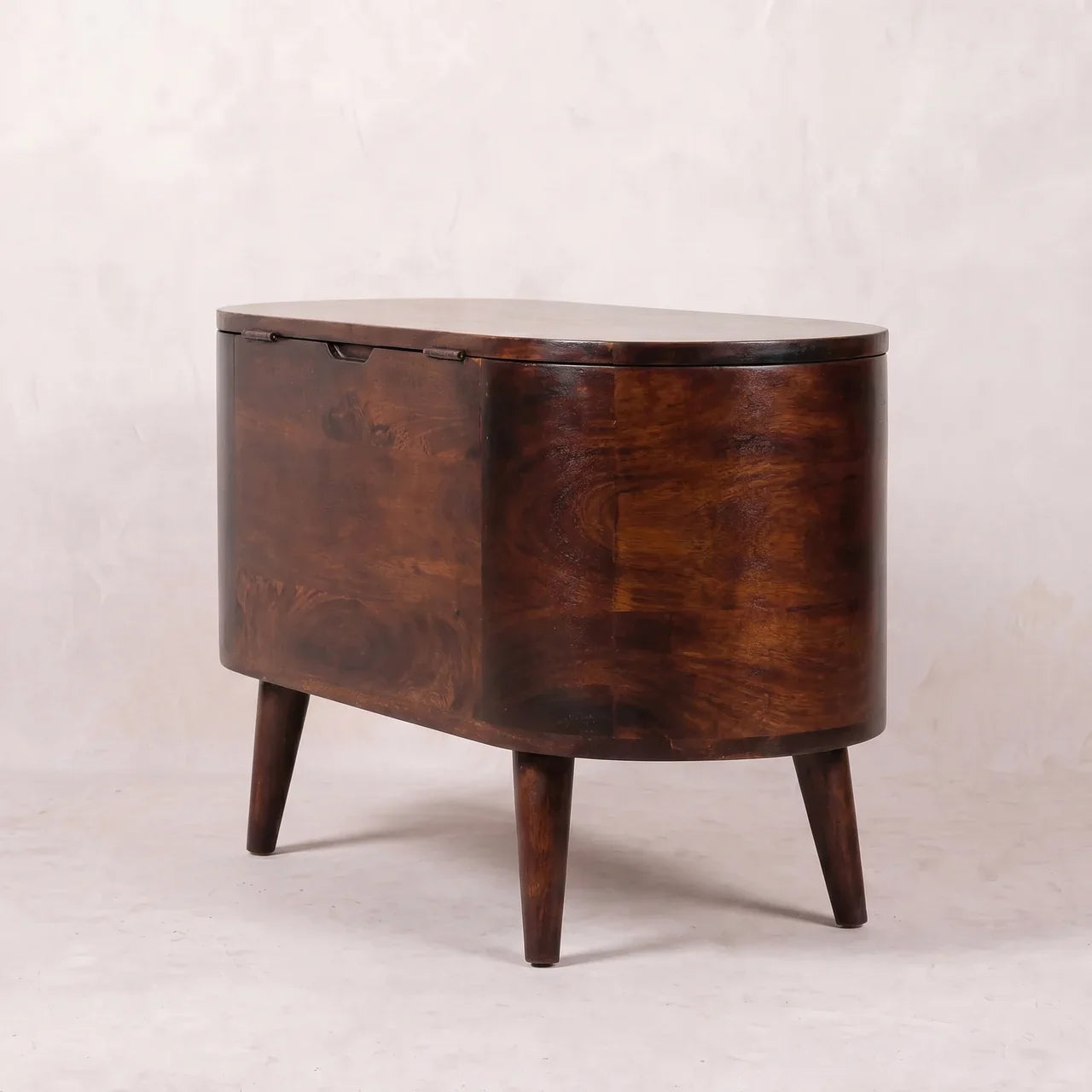 Light Walnut Rounded Lid-up Blanket Box