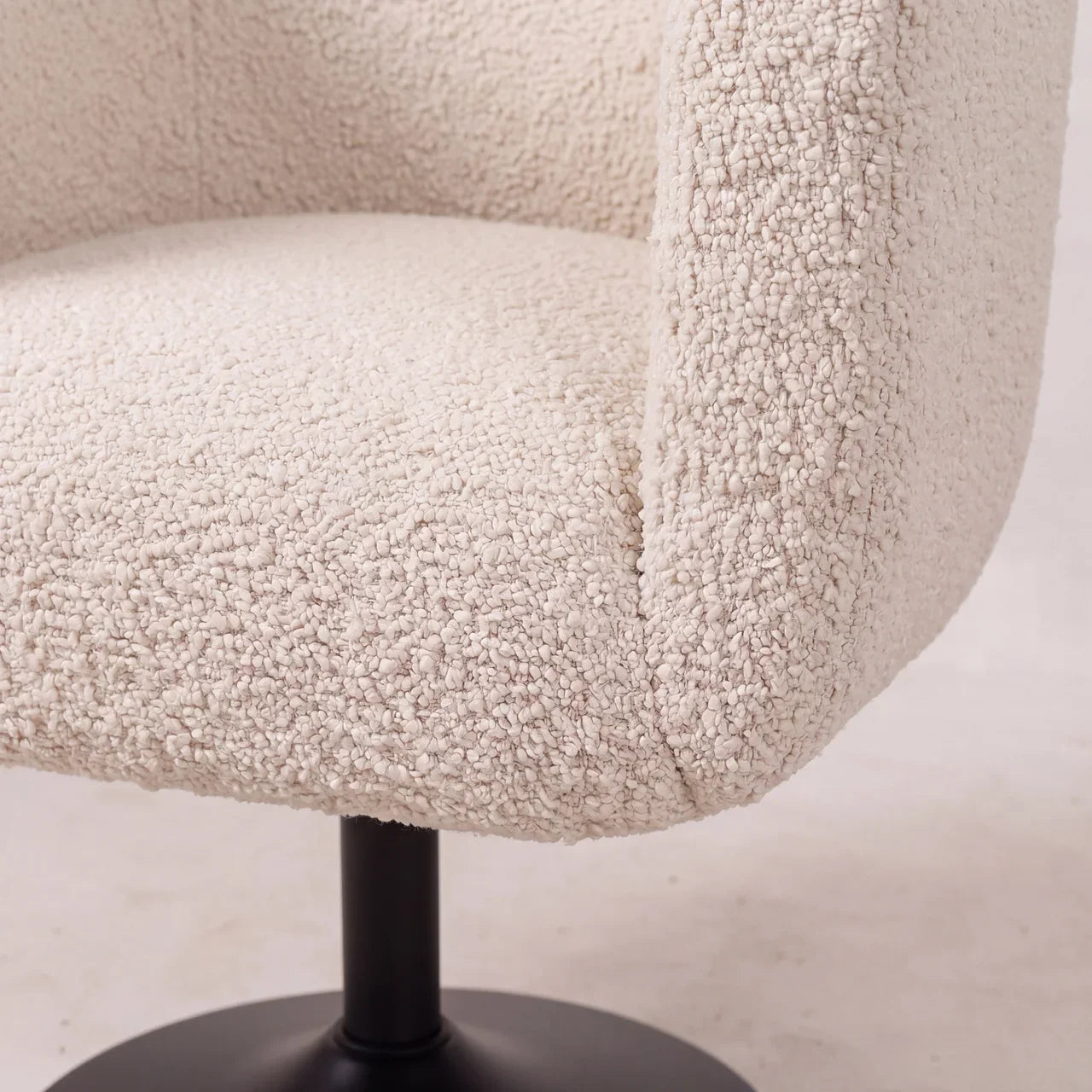 Cream Boucle Swivel Chair
