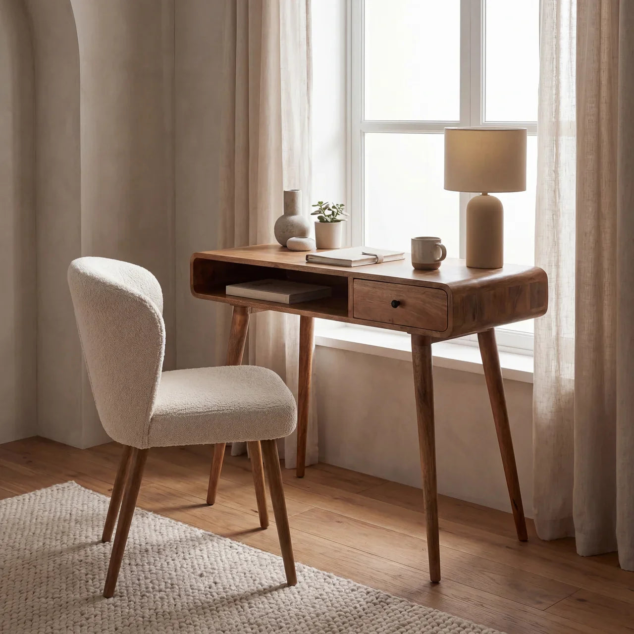 Curved Oak-ish Writing Desk