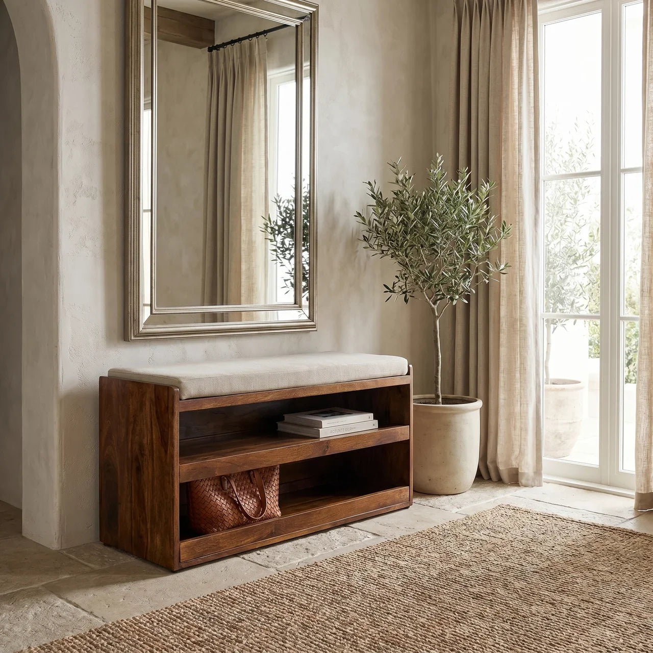 Mud Linen Shoe Bench