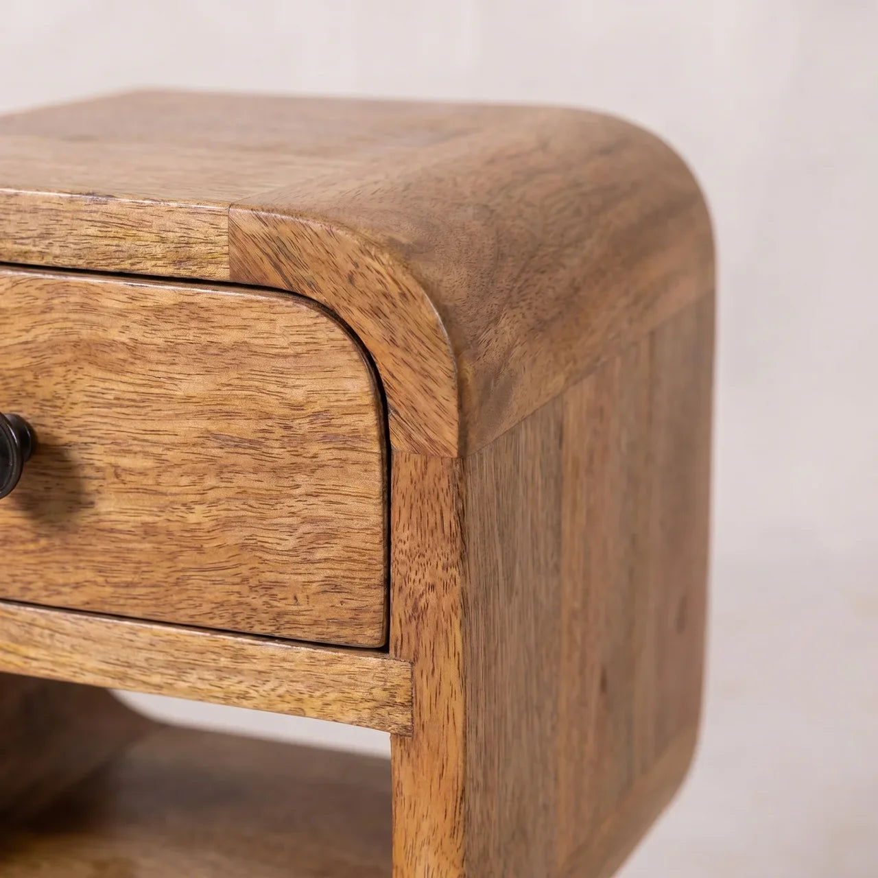 Extra Mini Oak-ish Mango Wood Bedside Table with Drawer