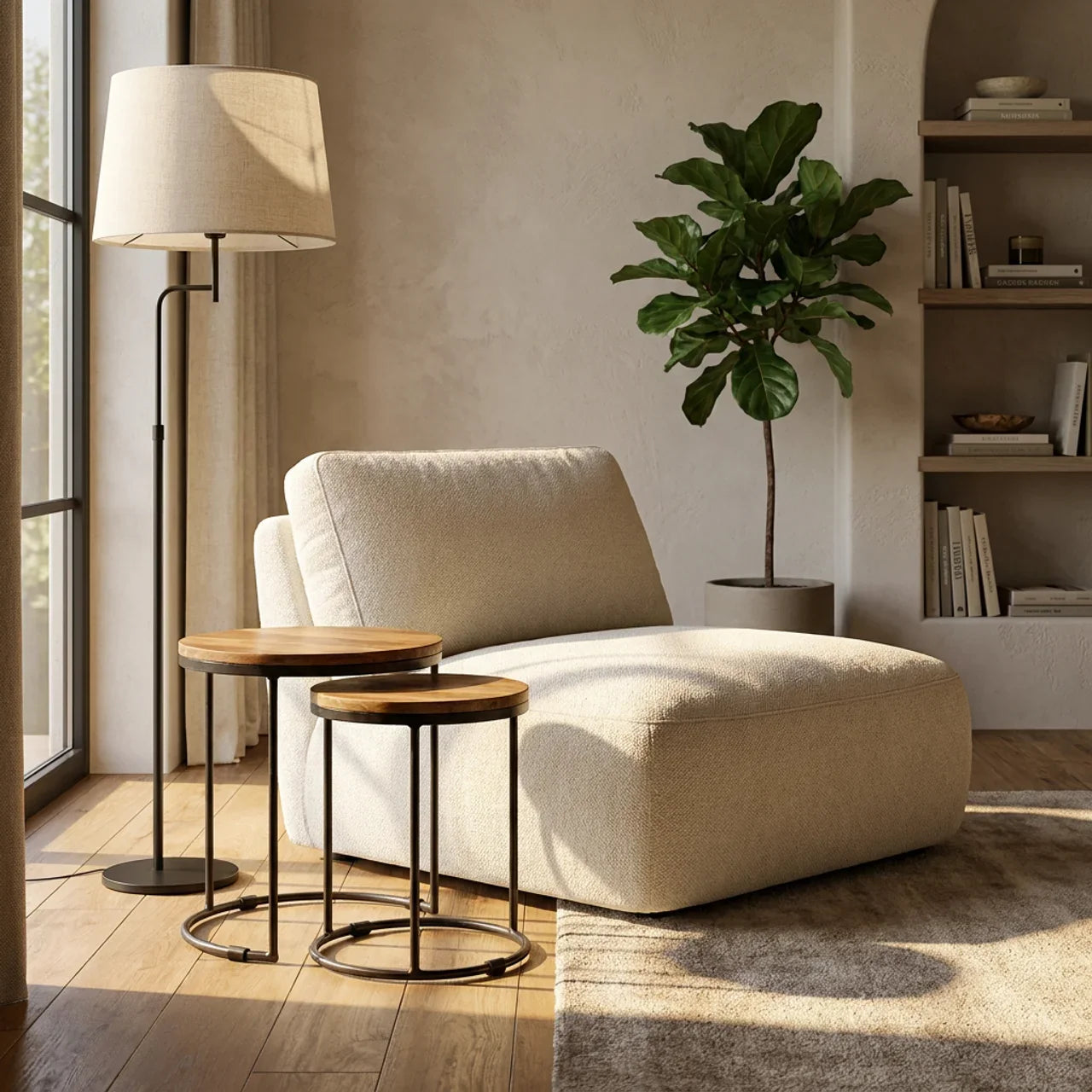 Round Stool Set of 2 with Iron Base