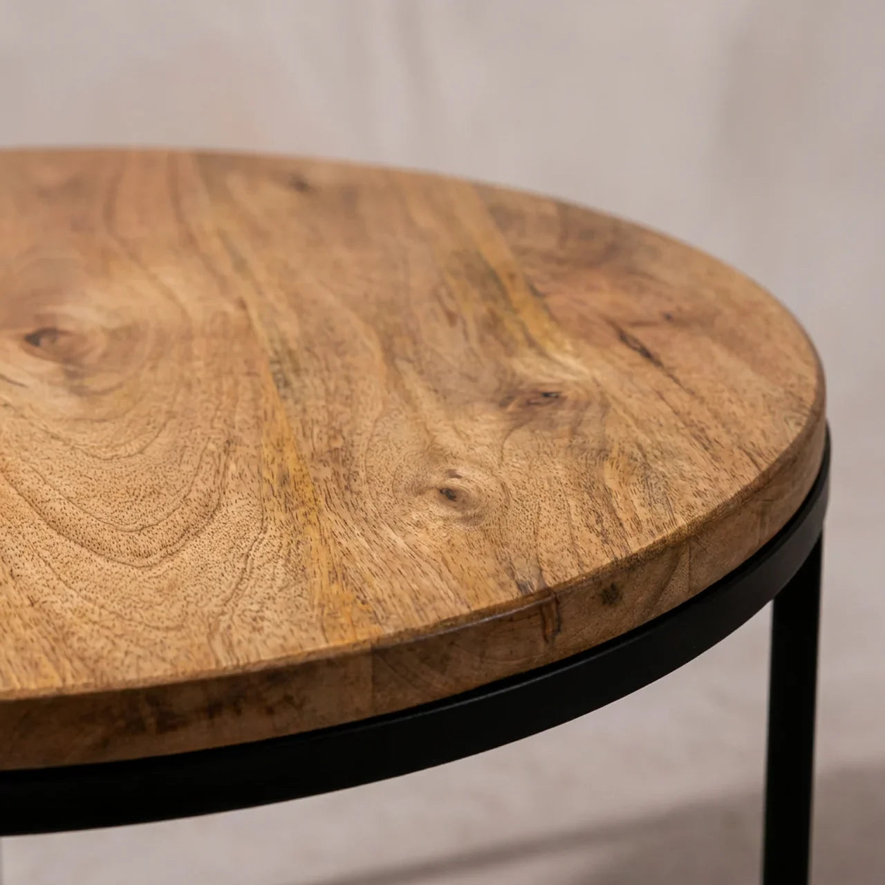 Round Stool Set of 2 with Iron Base