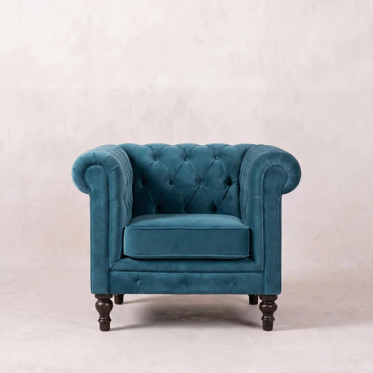 Teal Velvet Chesterfield Armchair