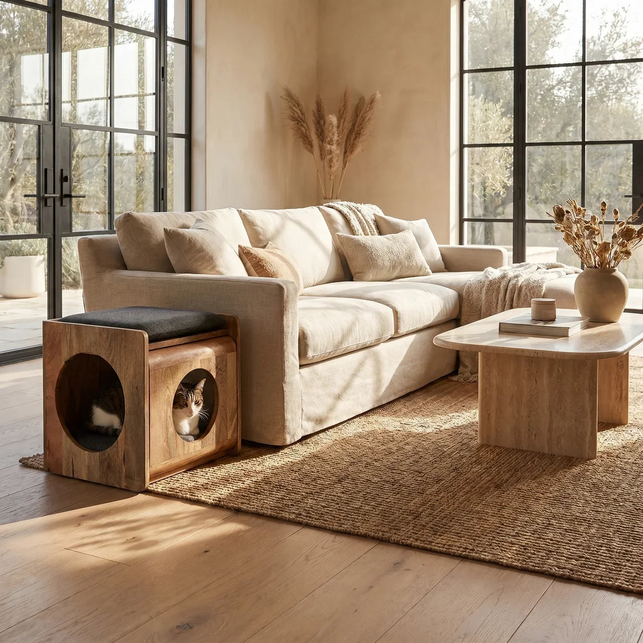 Round Cut-out Pet Bed with Seat Pad
