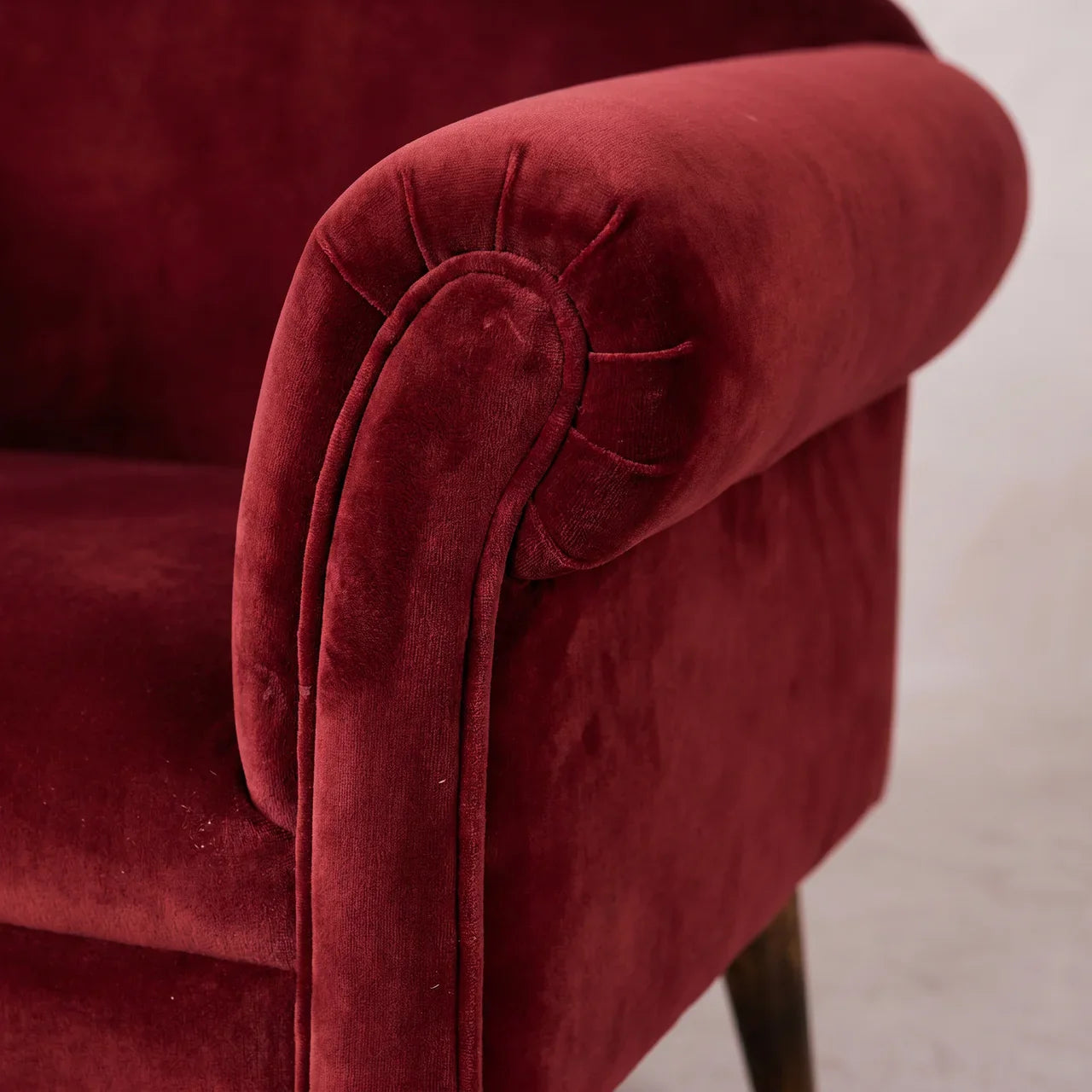 Wine Velvet Nordic Style Armchair