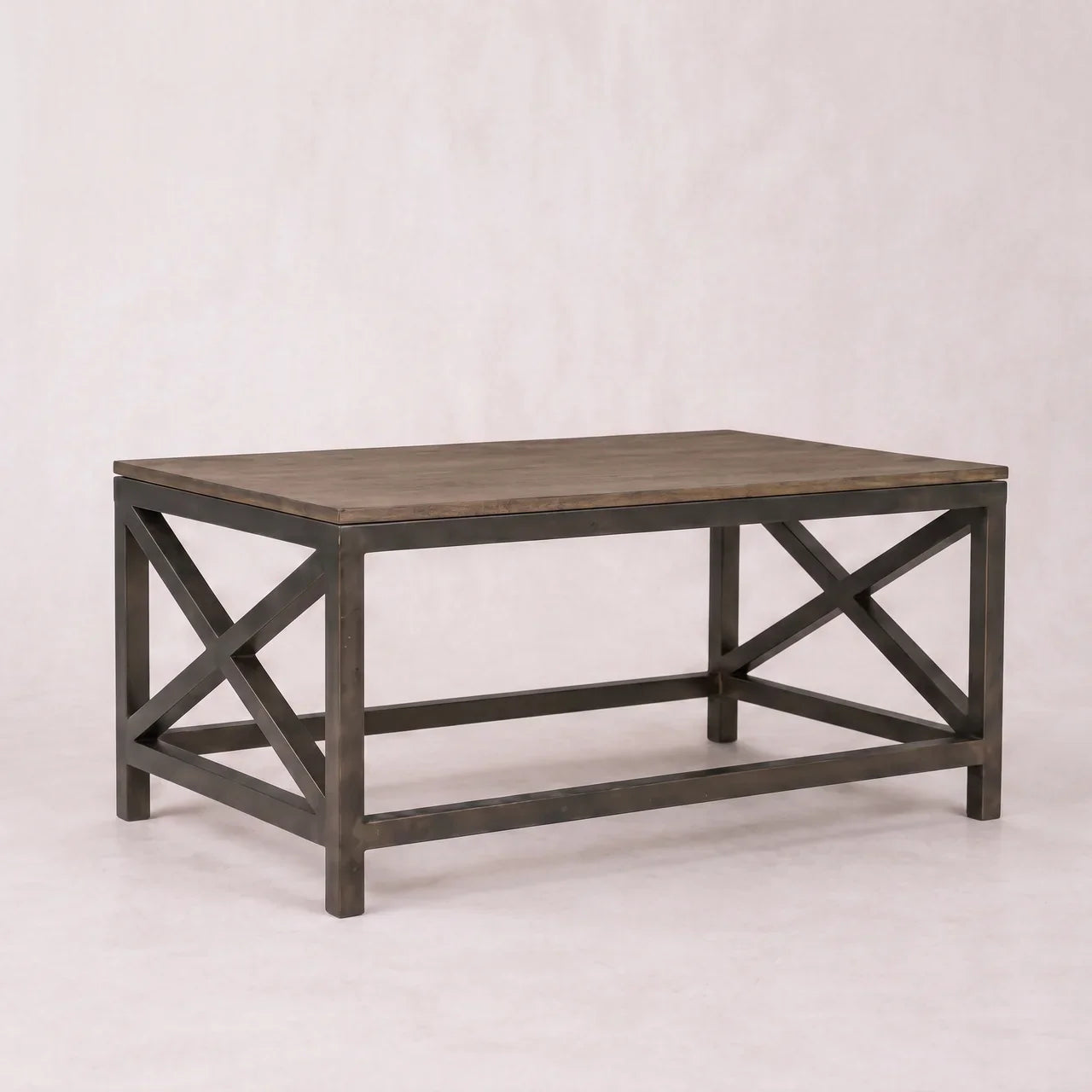 Industrial Cross Metal Oatmeal Coffee Table