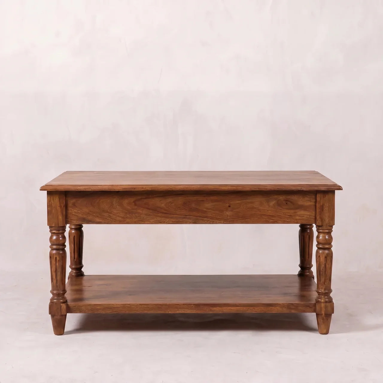 Turned Legs Chestnut 2 Drawer Coffee Table