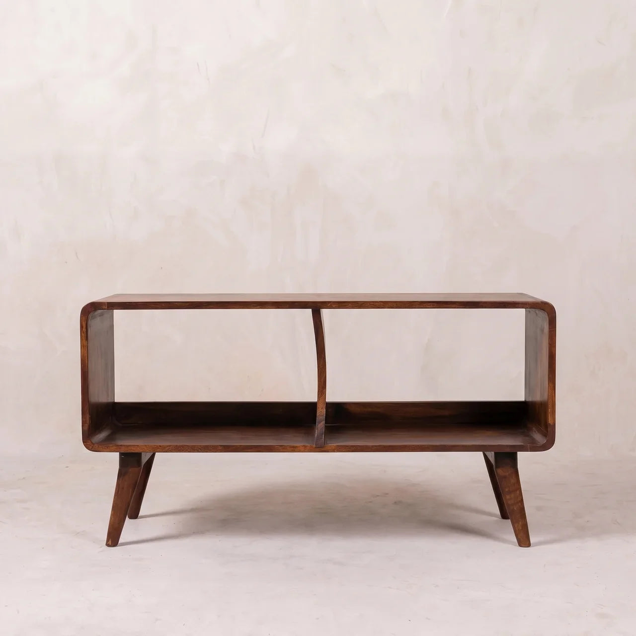 Curved Chestnut Double Slot Media Unit
