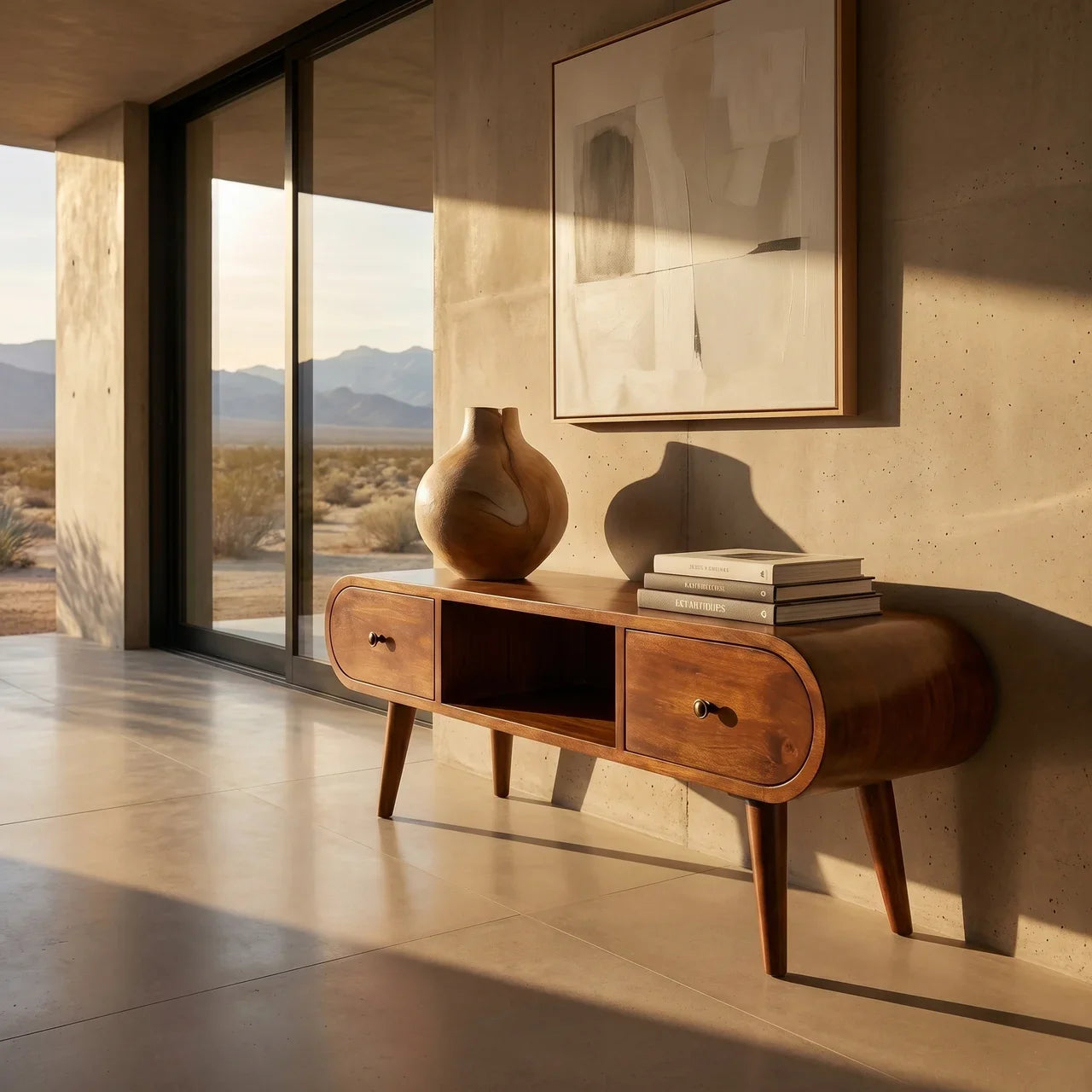 Chestnut Circular TV Unit