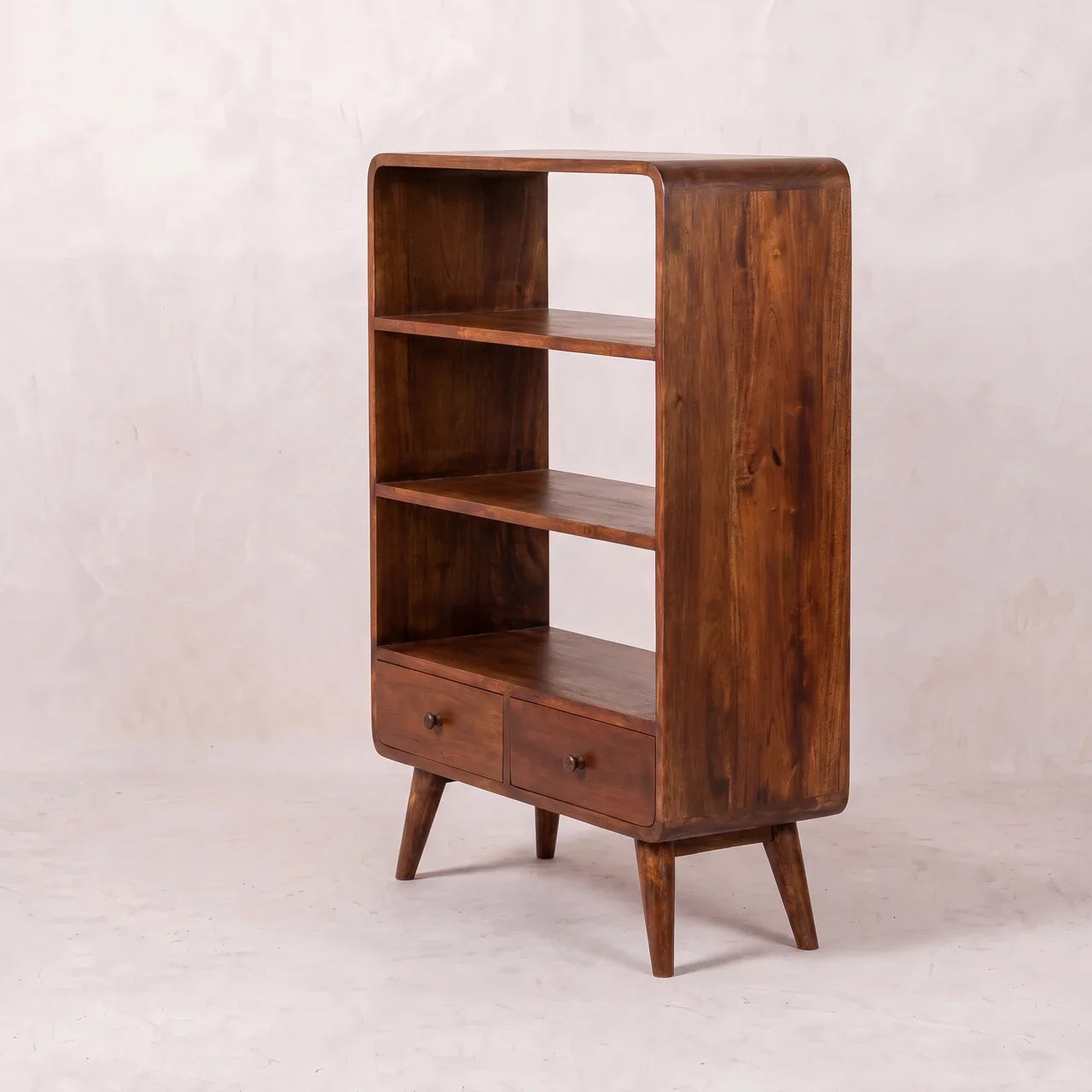 Curved Chestnut Low Bookcase