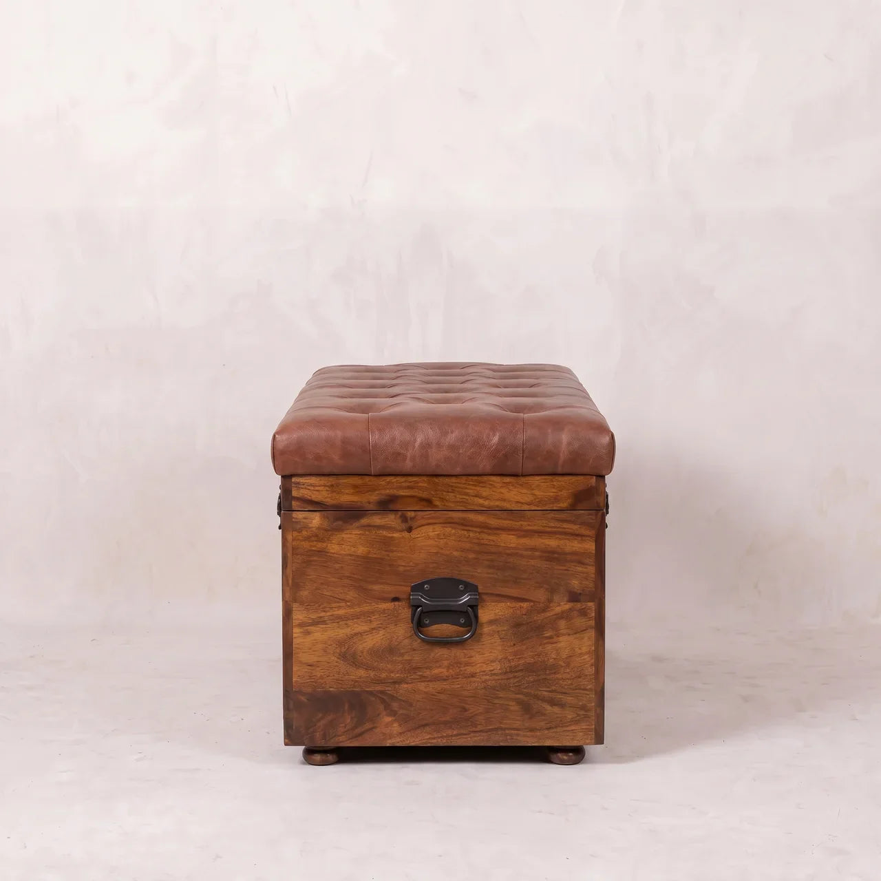Brown Buffalo hide leather Storage Trunk