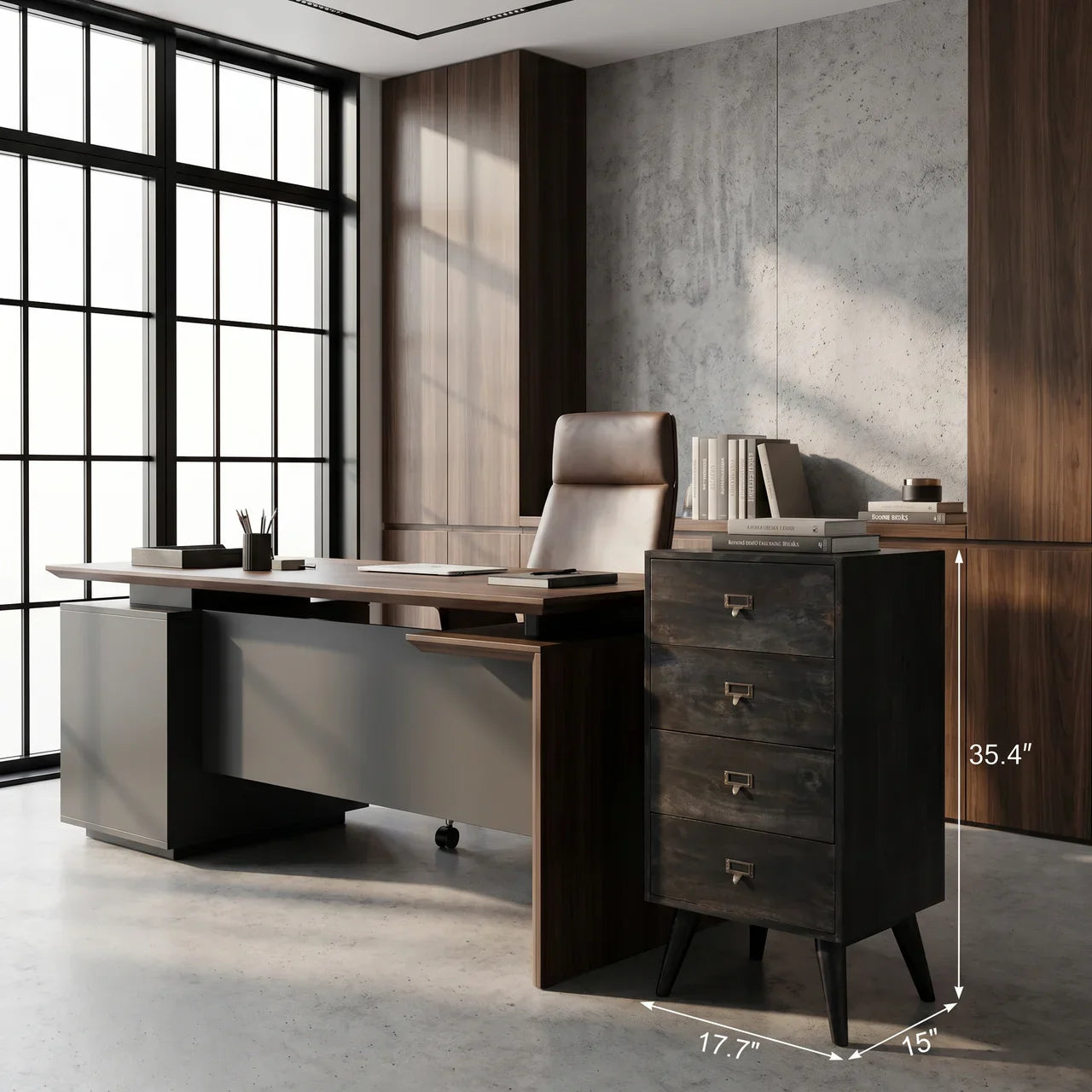 Ash-Black Filing Cabinet
