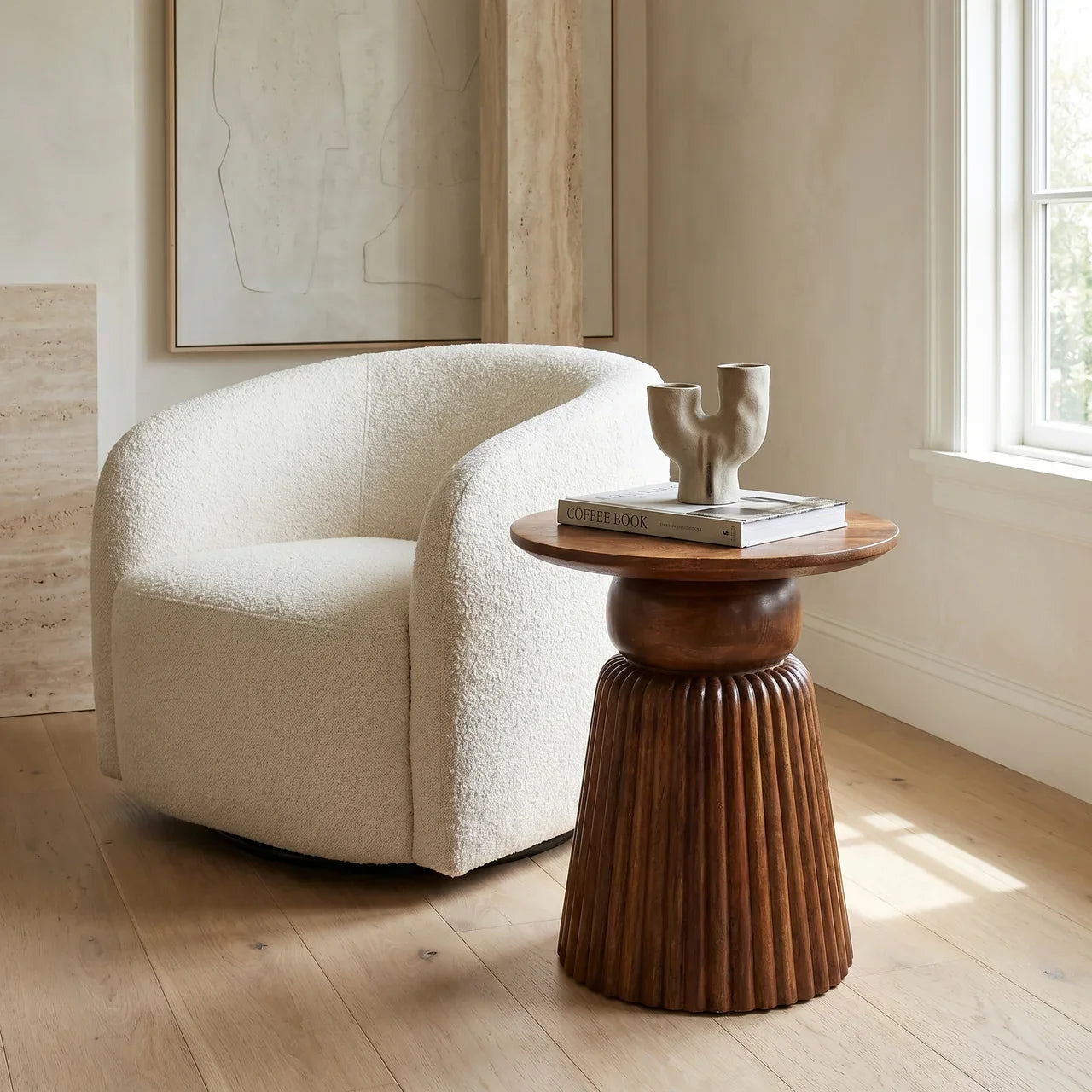 Amber Oak Round Side Table