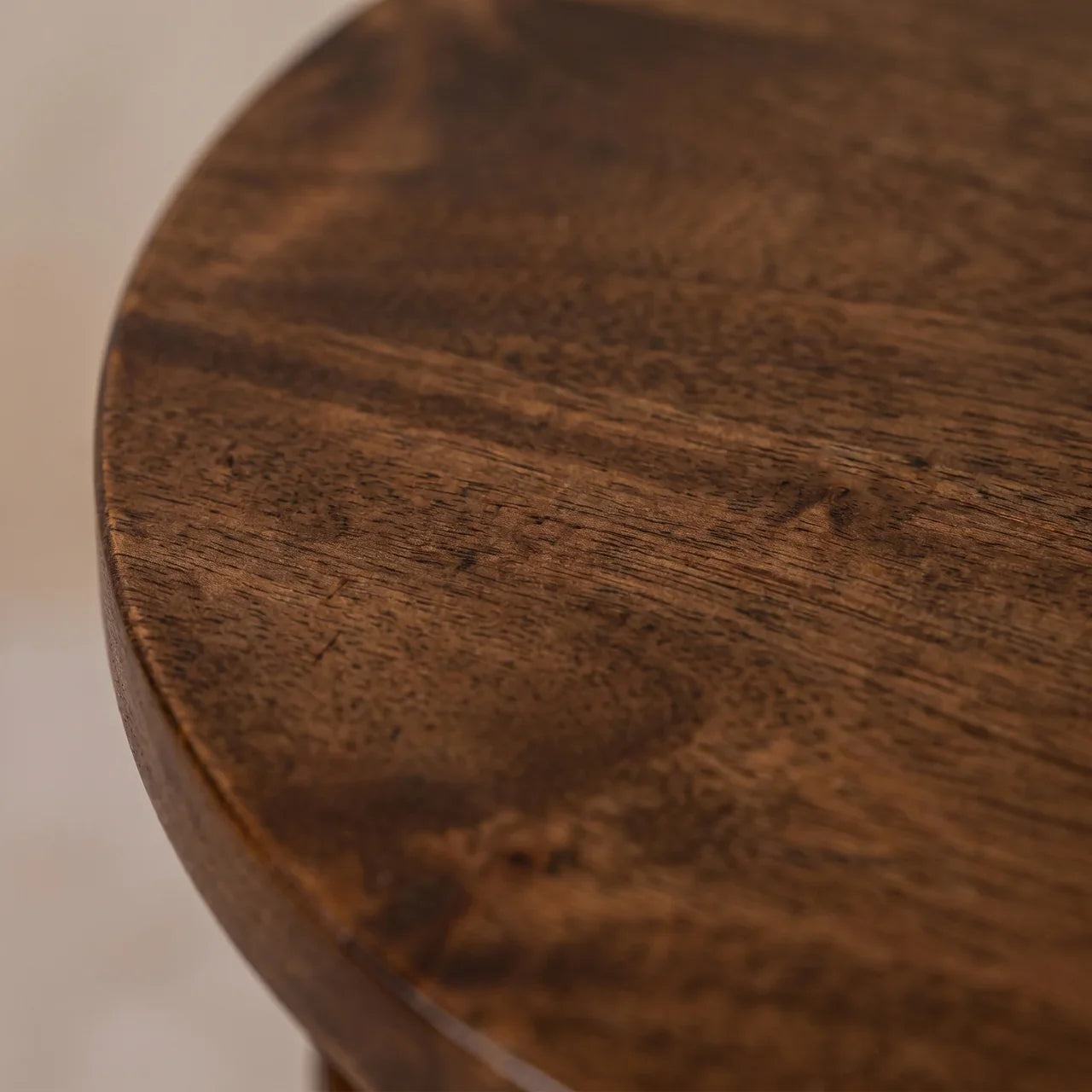 Solid Wood Amber Oak Round Side Table