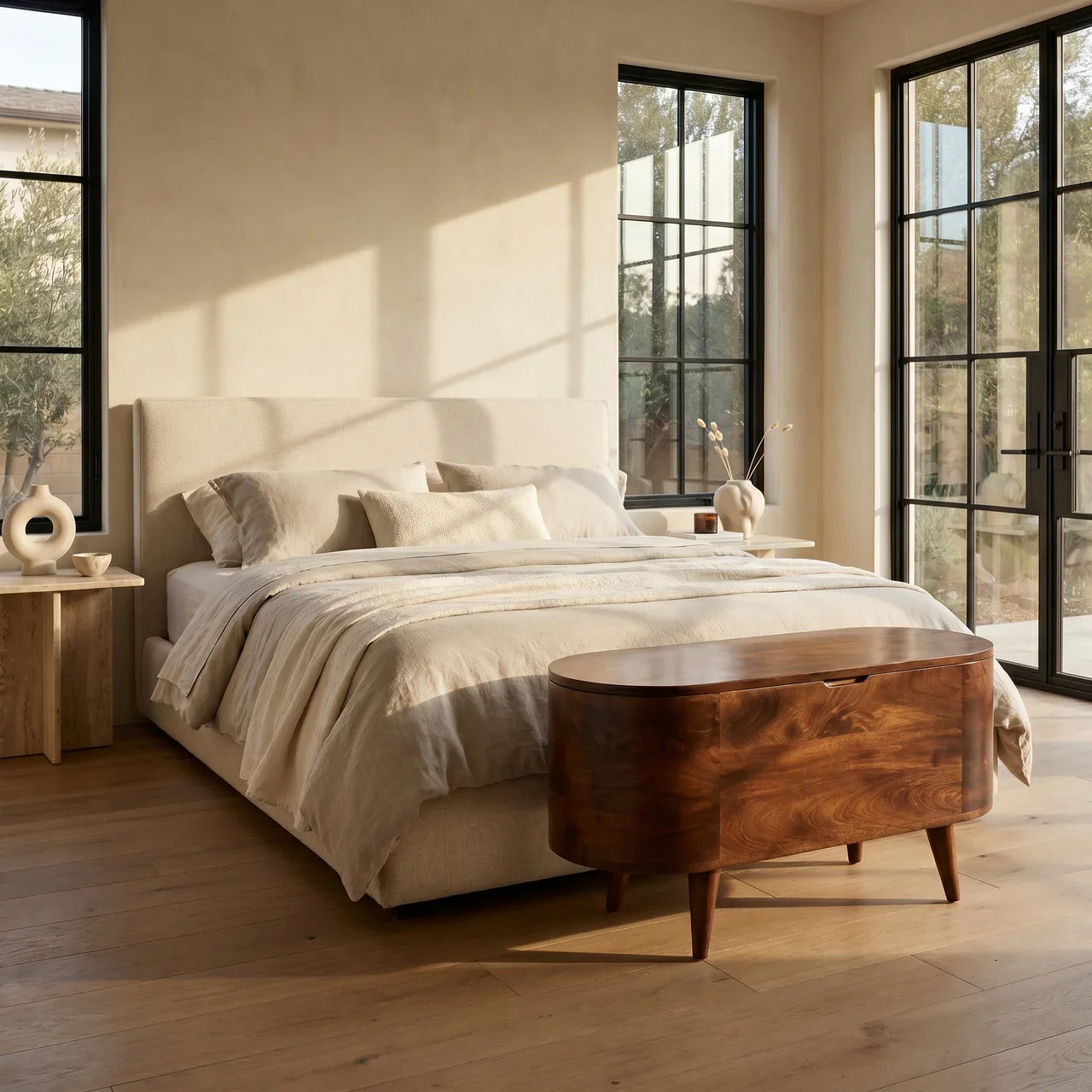 California Walnut Rounded Lid up Blanket Box