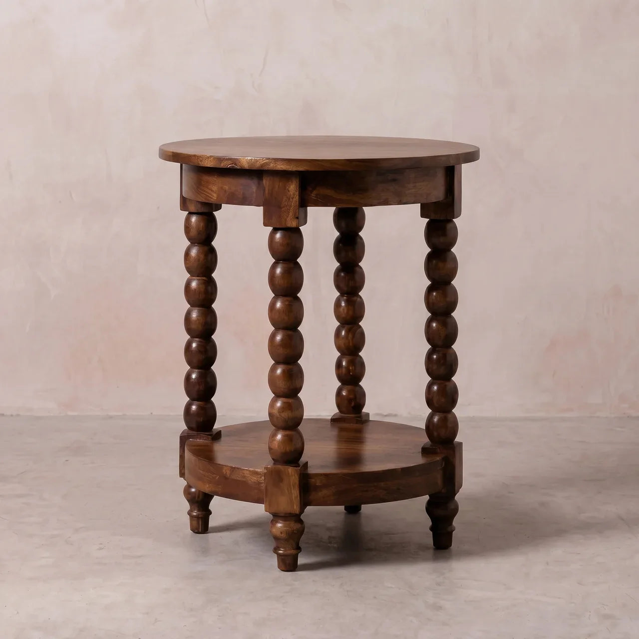 Solid Wood Amber Oak Round Side Table