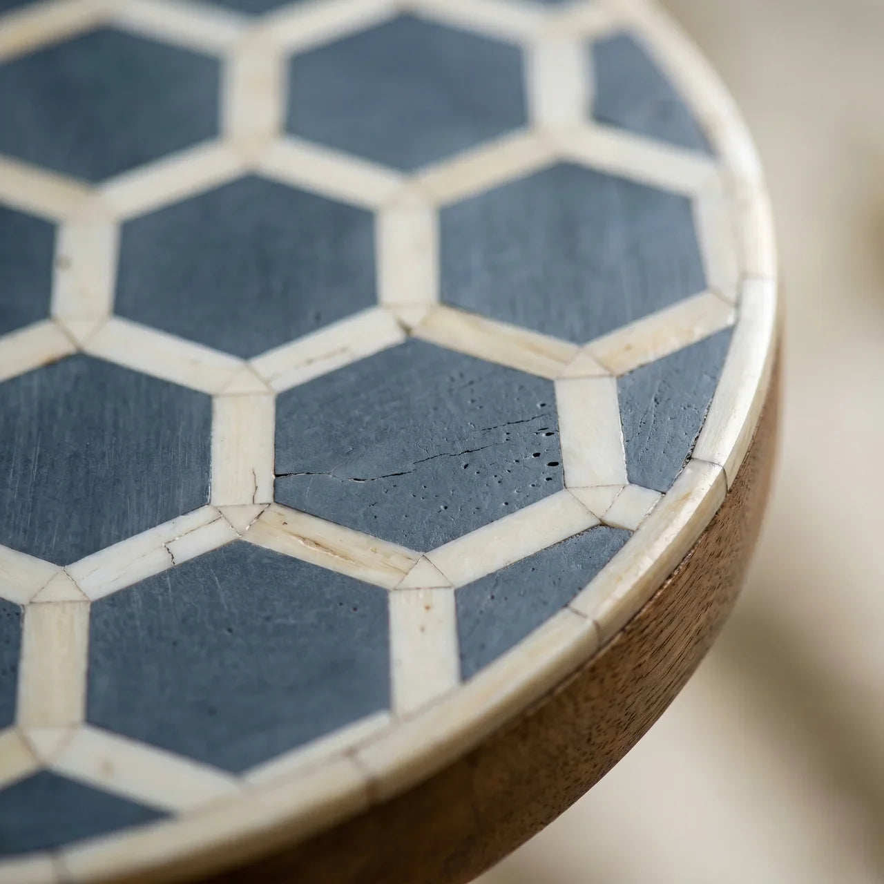 Bone Inlay Tripod Stool