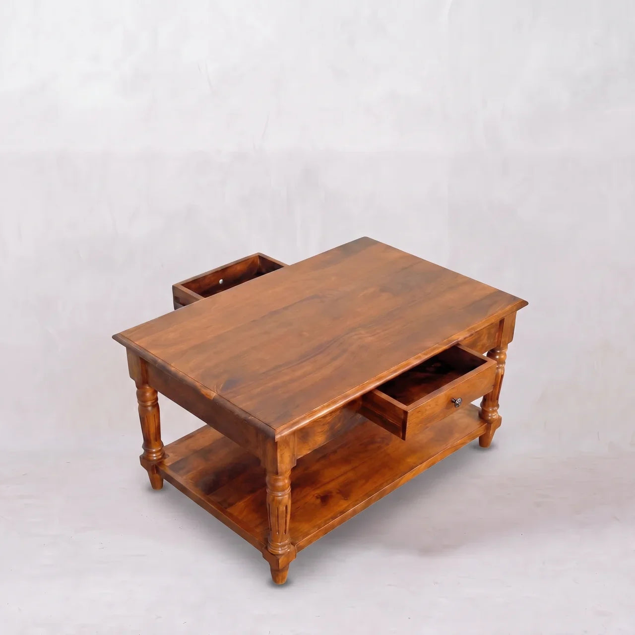 Turned Legs Chestnut 2 Drawer Coffee Table