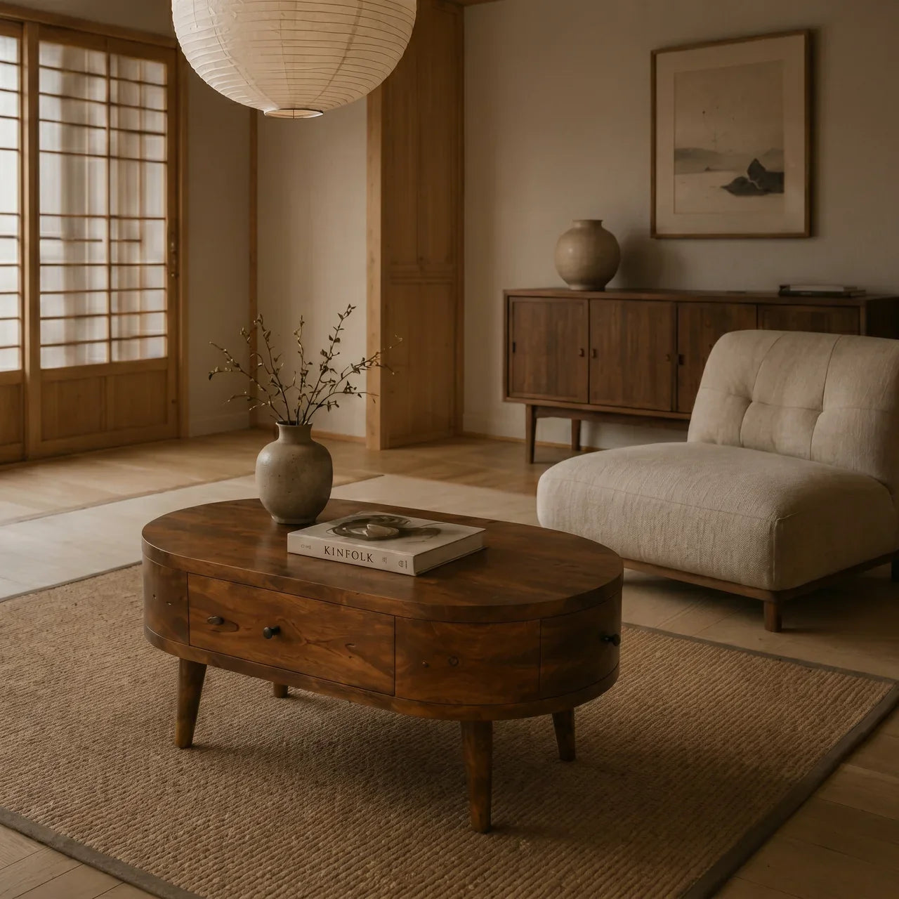Chestnut Rounded Coffee Table