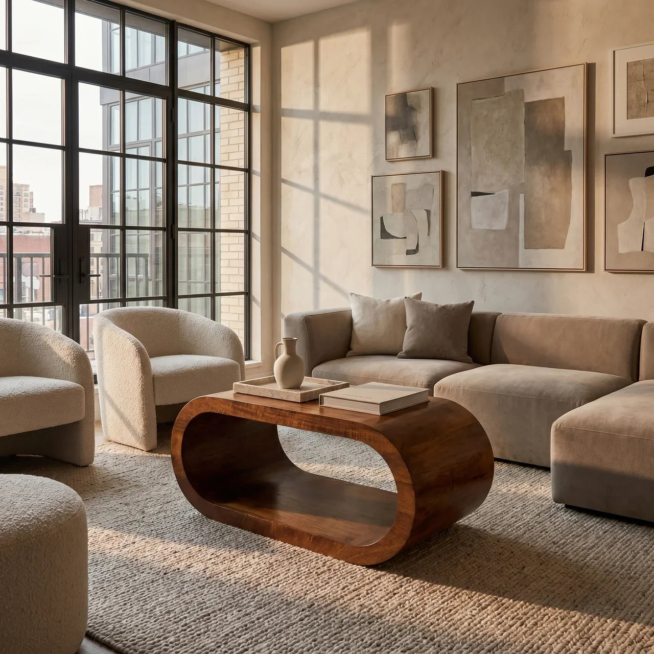 Arlo Solid Mango Wood Coffee Table in Chestnut