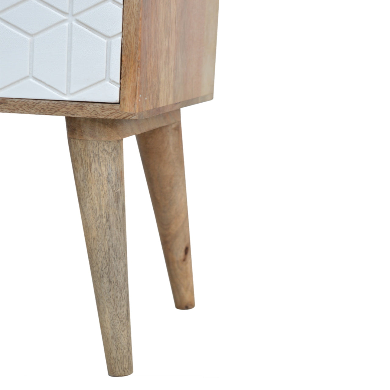Sleek White Carved Nightstand