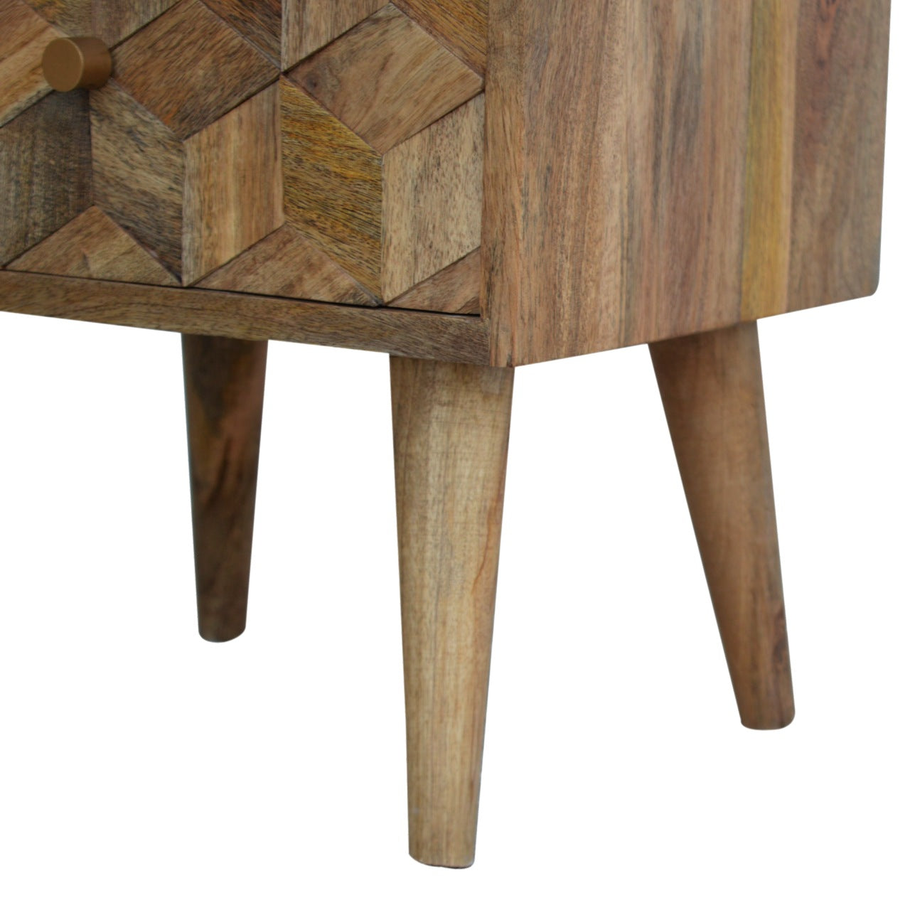 Cube Carved 2 Drawer Bedside