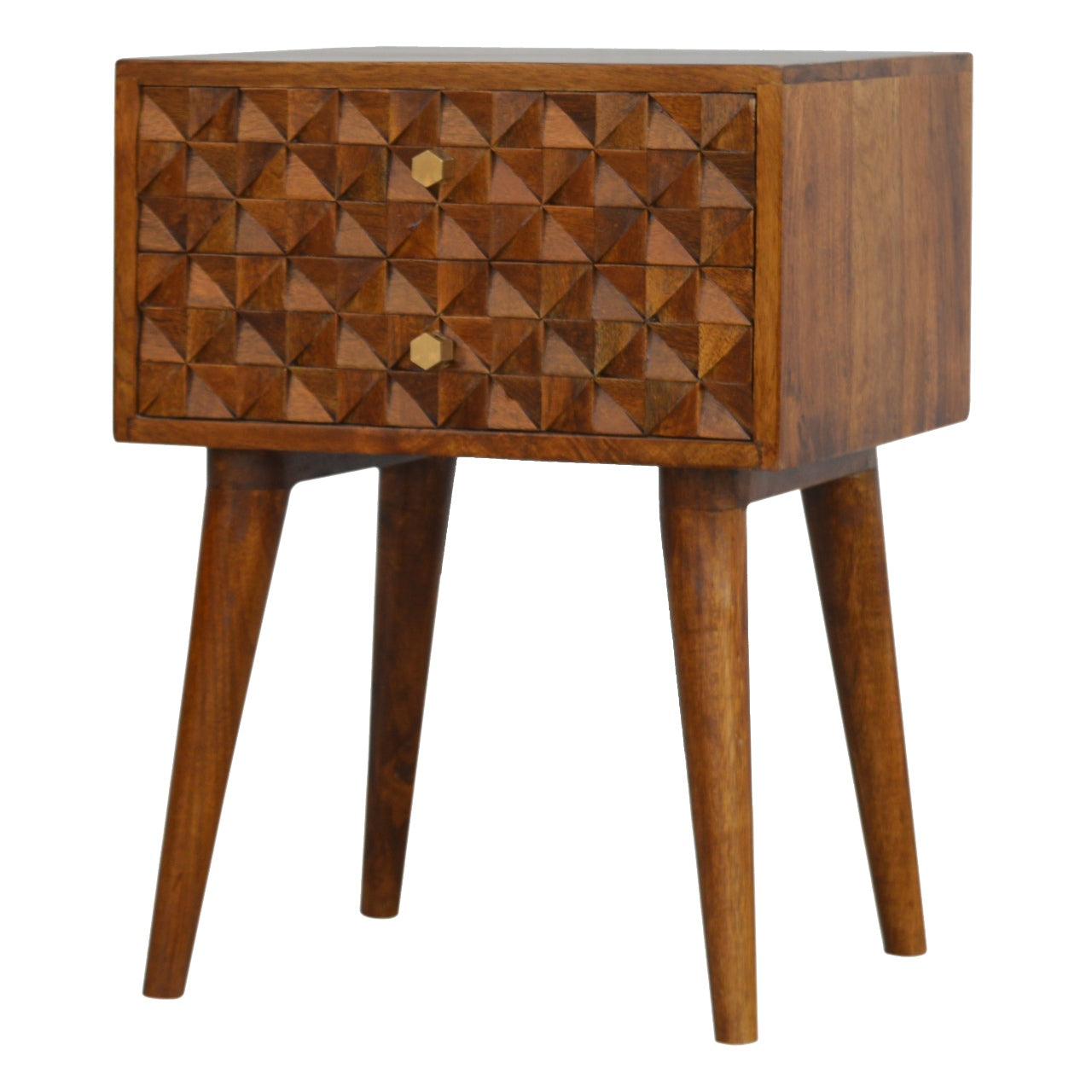 Diamond Carved Chestnut Nightstand