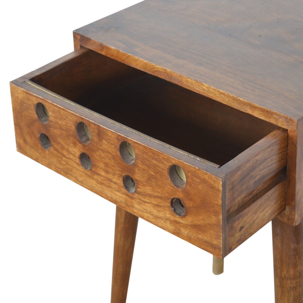Chestnut Brass Cut out Nightstand