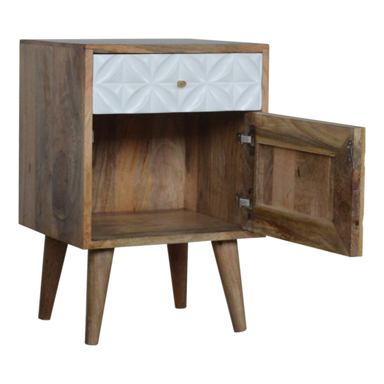 Daisy Carved 1 Door Nightstand